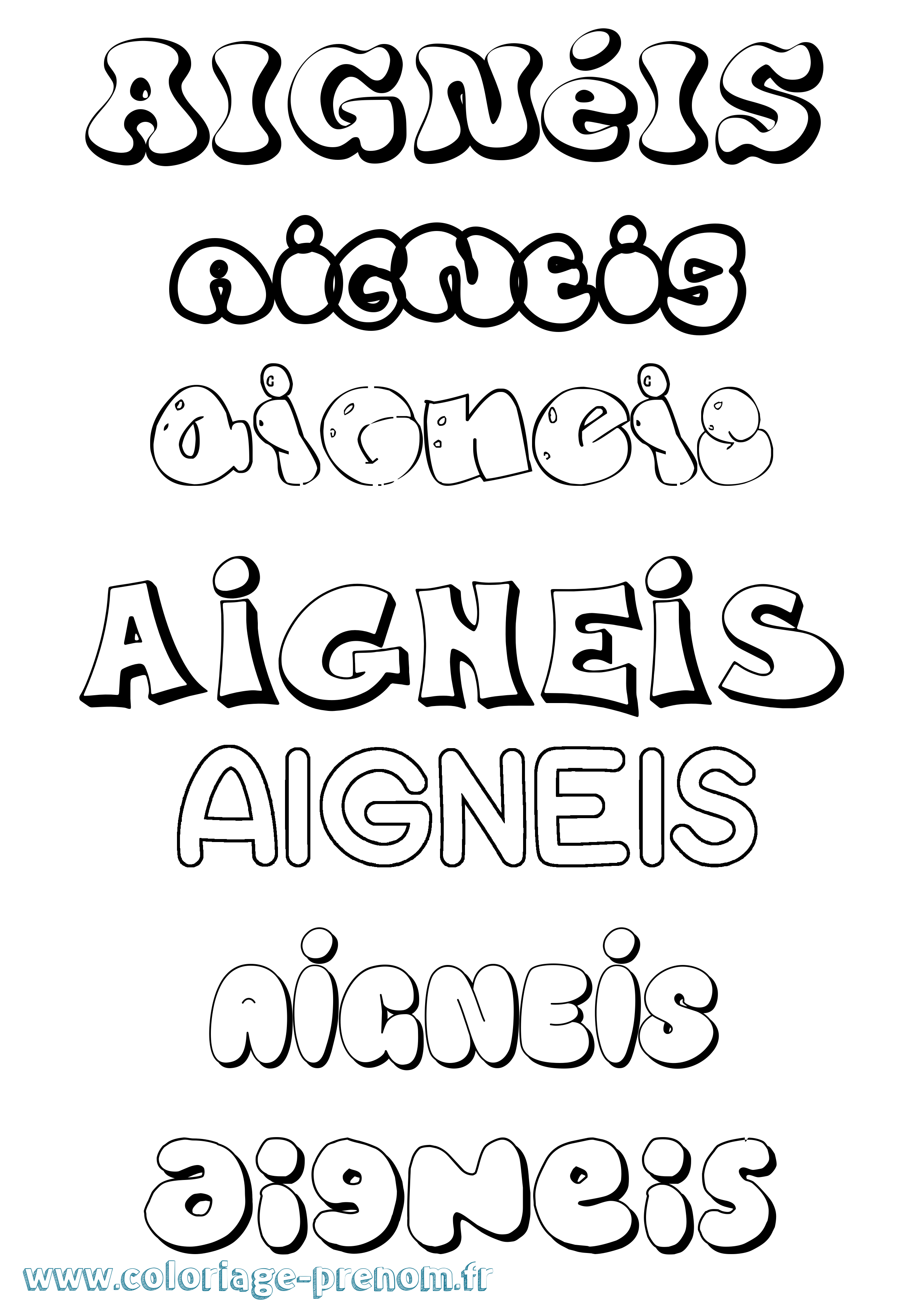 Coloriage Aignéis Bubble Coloriage prénom Aignéis Bubble