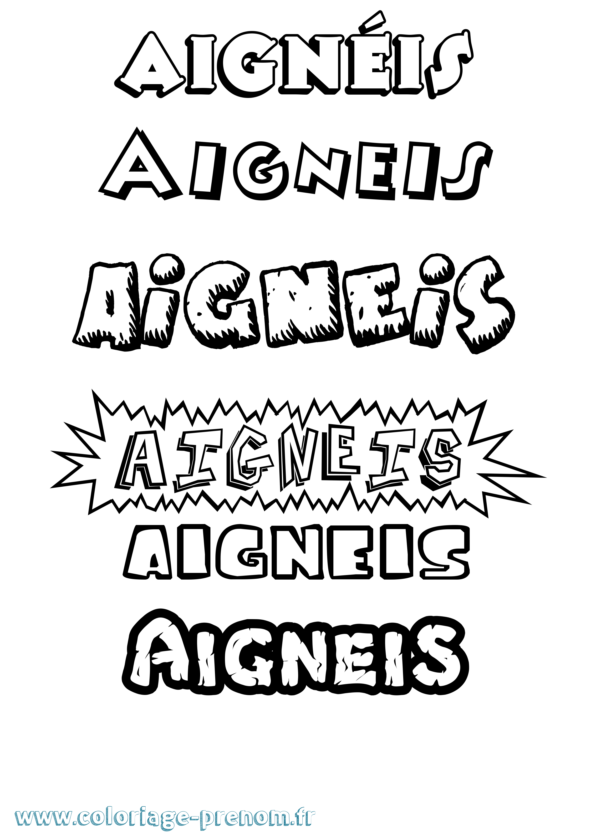 Coloriage Aignéis Dessin Animé Coloriage prénom Aignéis Dessin Animé