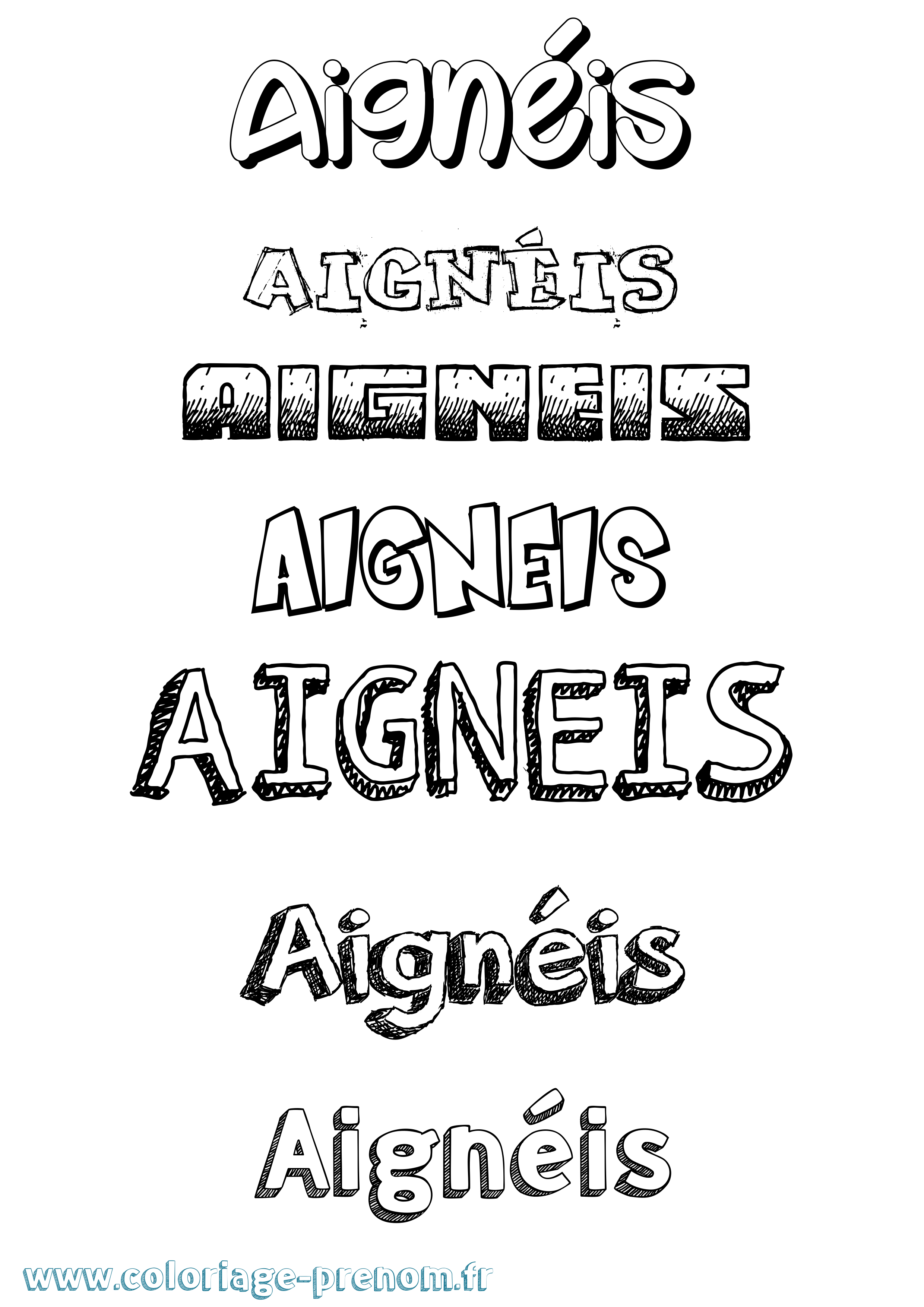 Coloriage prénom Aignéis Dessiné