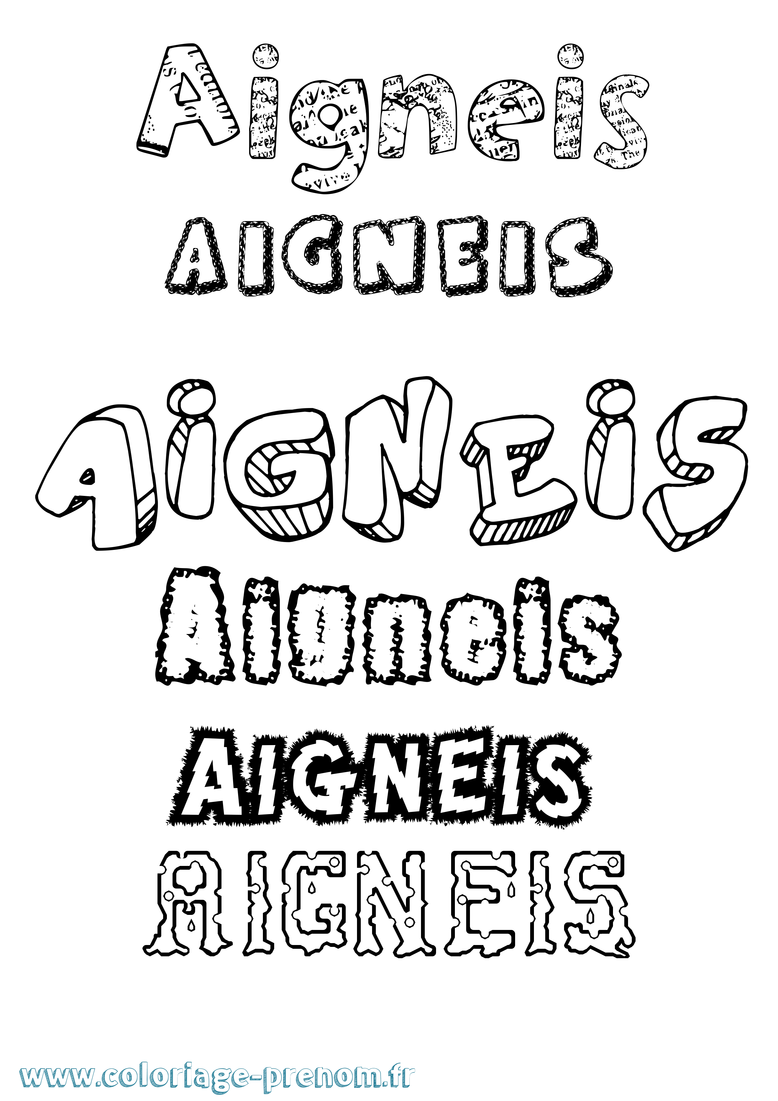 Coloriage Aignéis Destructuré Coloriage prénom Aignéis Destructuré