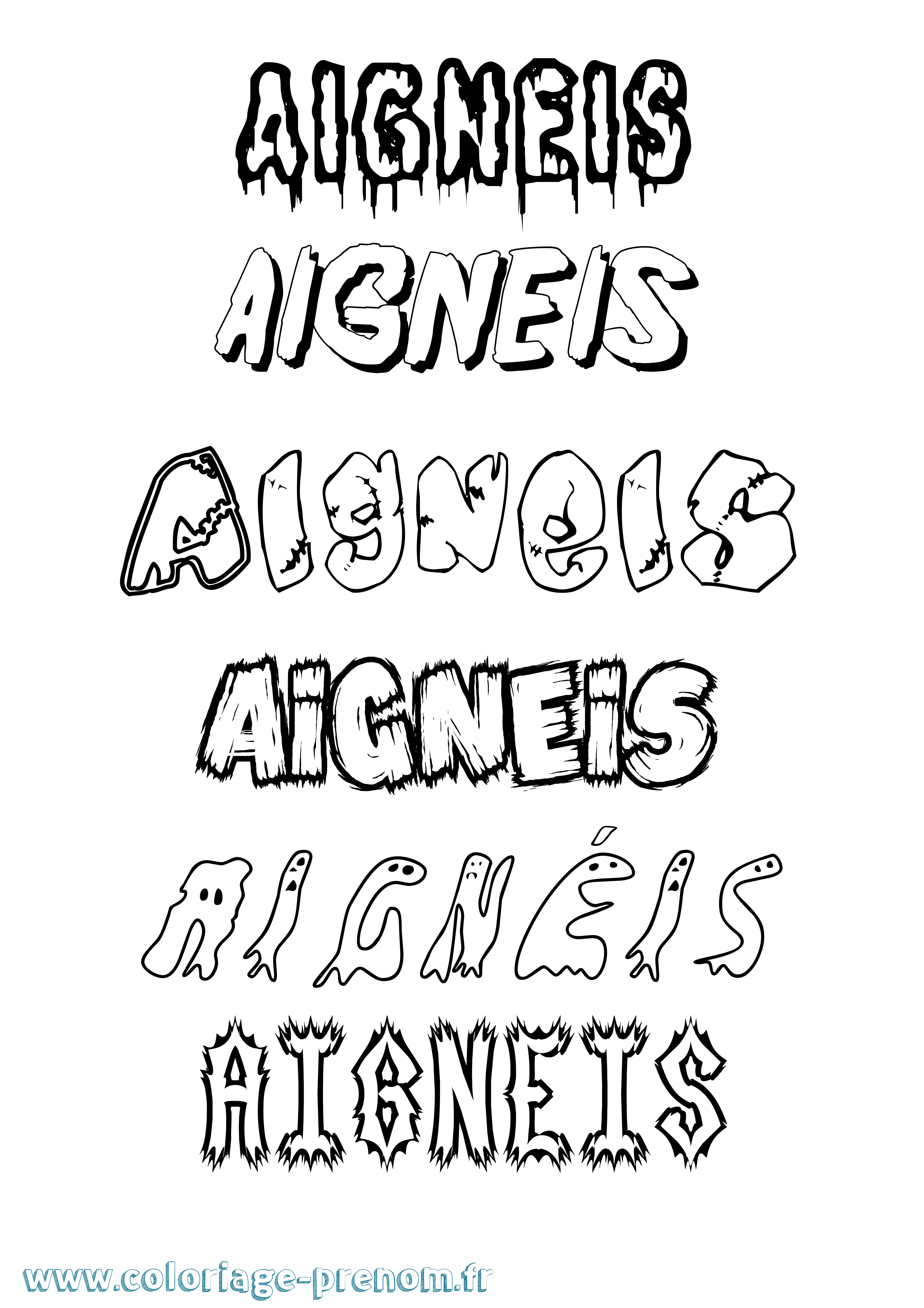 Coloriage Aignéis Frisson Coloriage prénom Aignéis Frisson