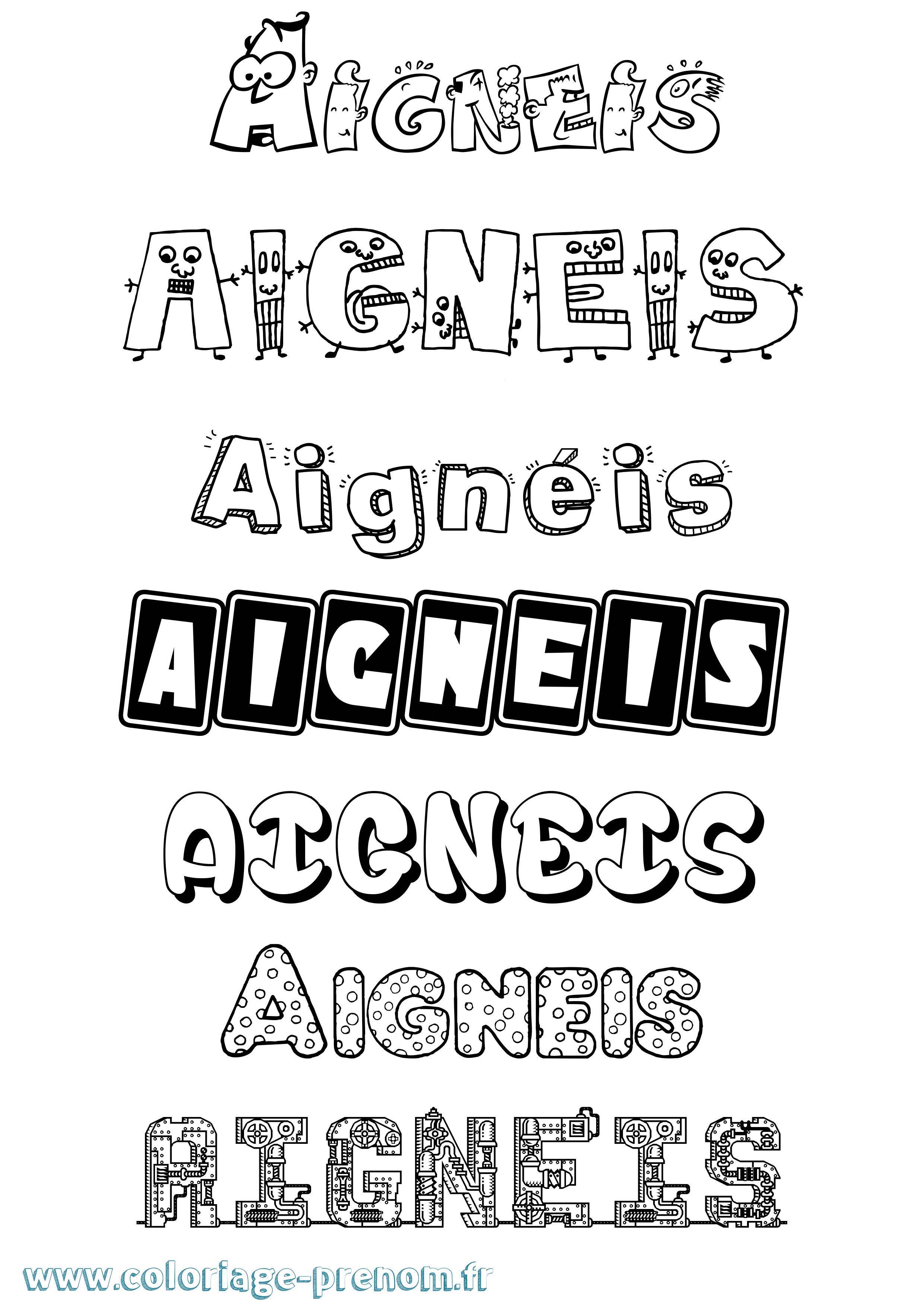 Coloriage Aignéis Fun Coloriage prénom Aignéis Fun