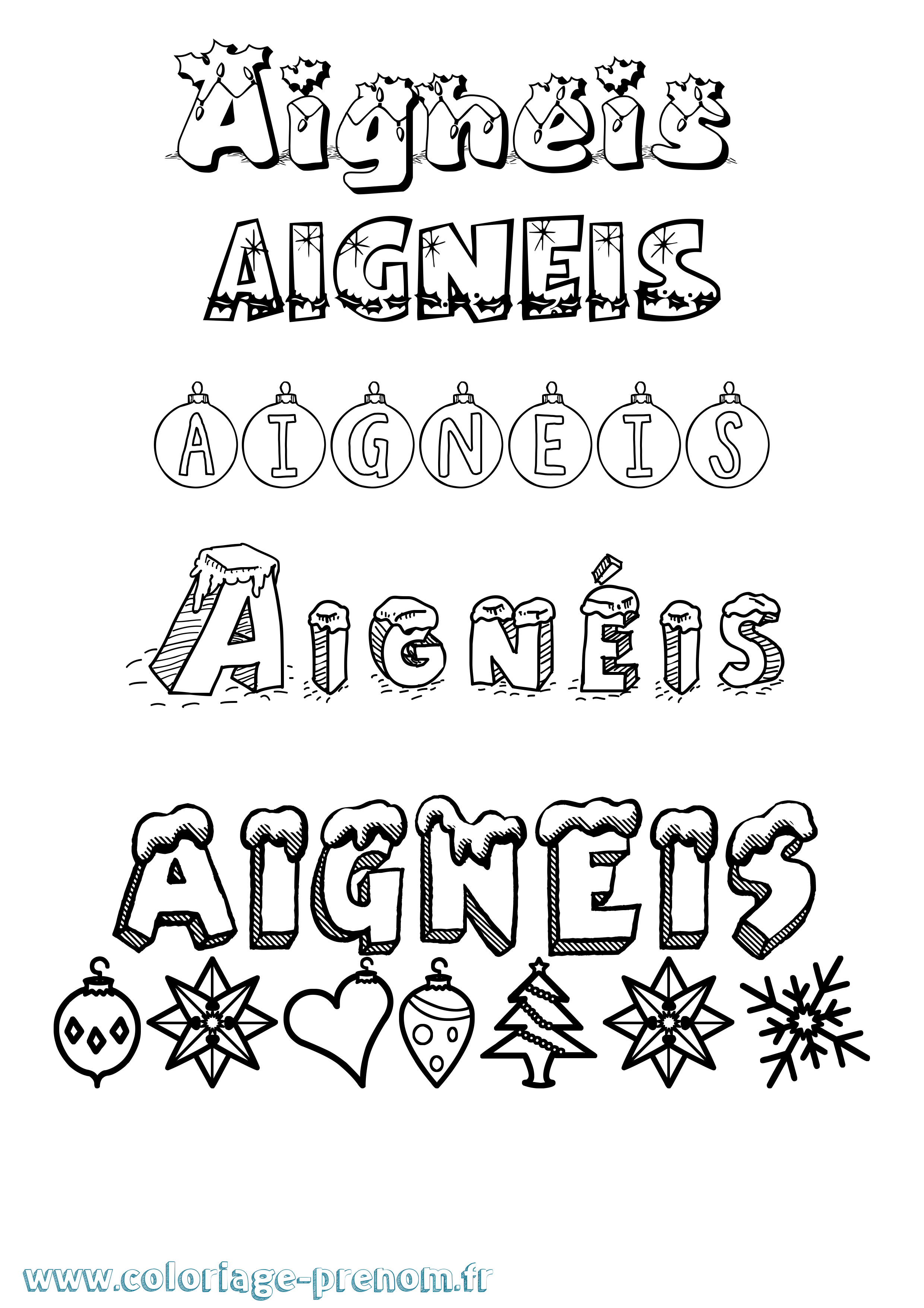 Coloriage Aignéis Noël Coloriage prénom Aignéis Noël