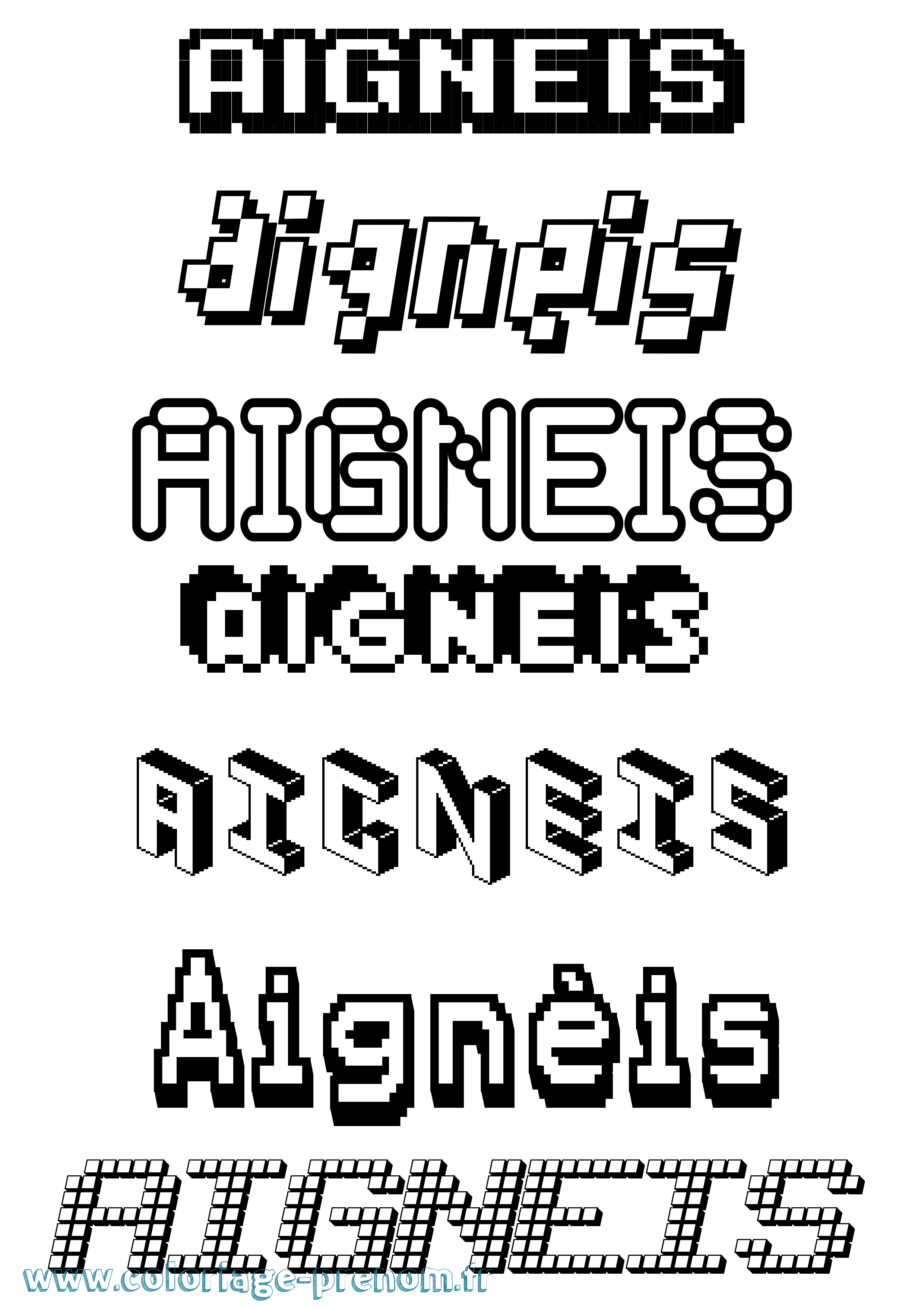 Coloriage Aignéis Pixel Coloriage prénom Aignéis Pixel