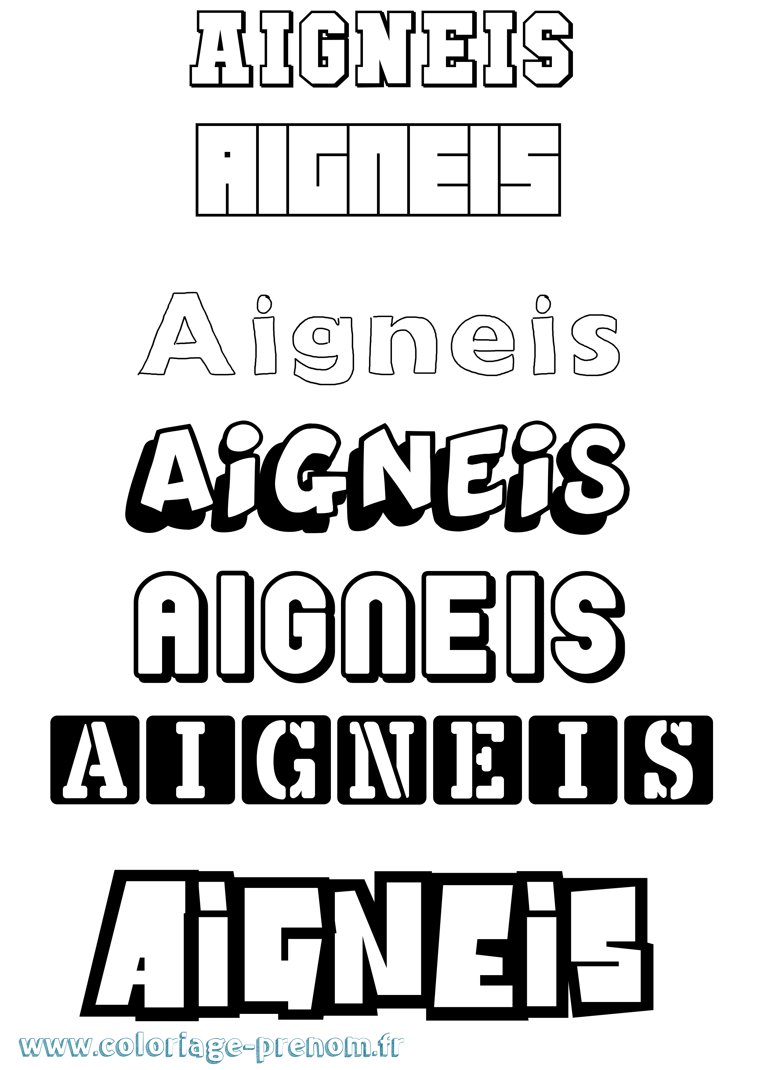 Coloriage prénom Aignéis Simple