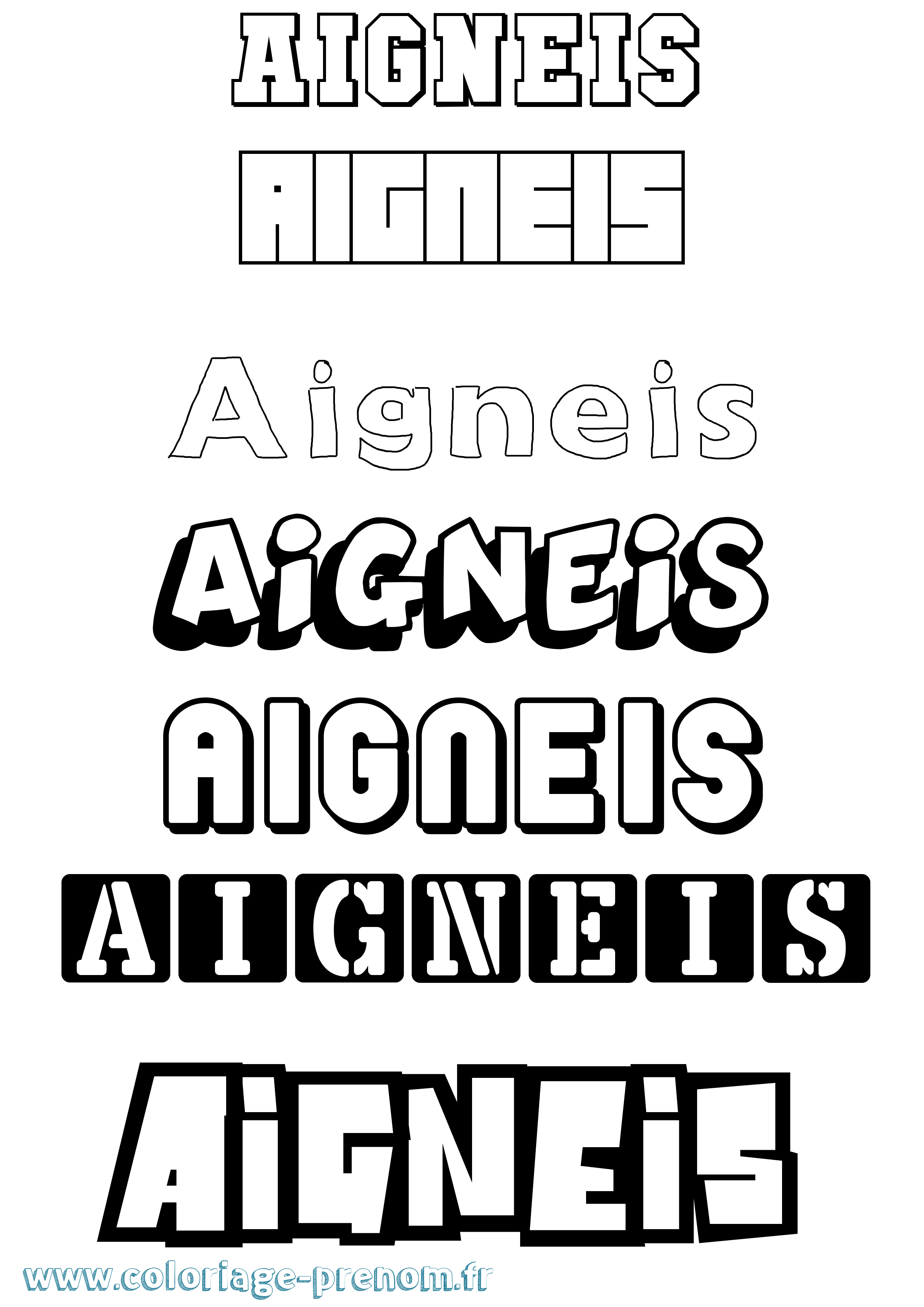 Coloriage Aignéis Simple Coloriage prénom Aignéis Simple