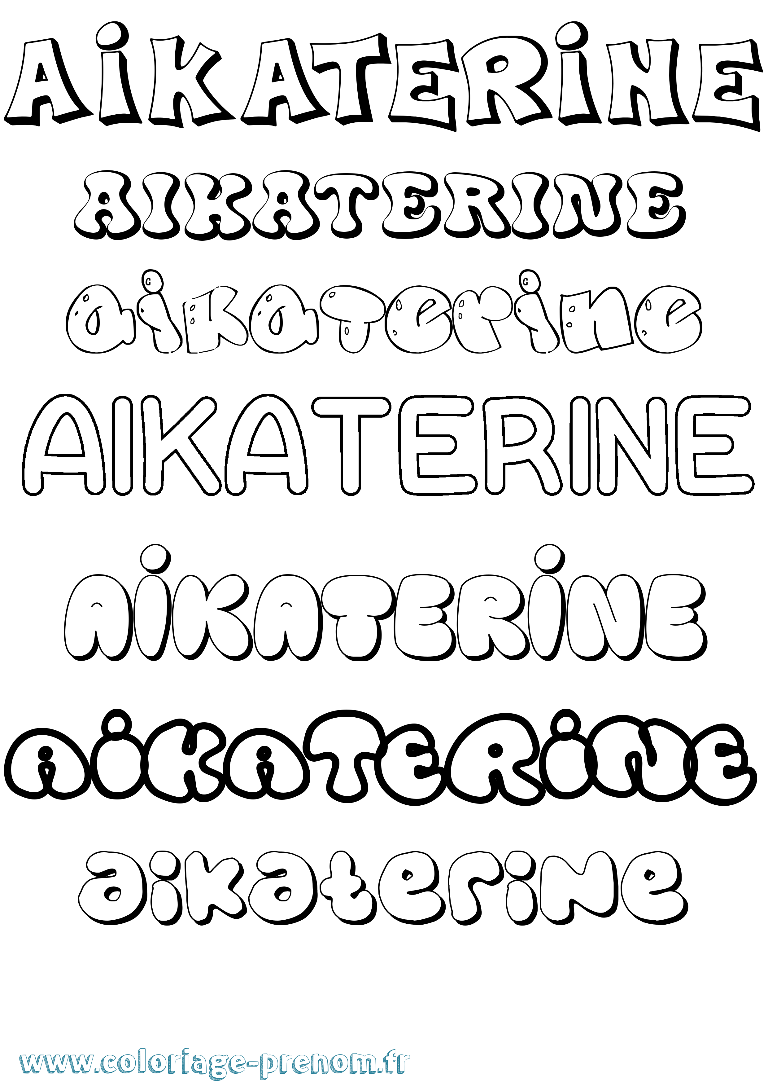 Coloriage prénom Aikaterine Bubble