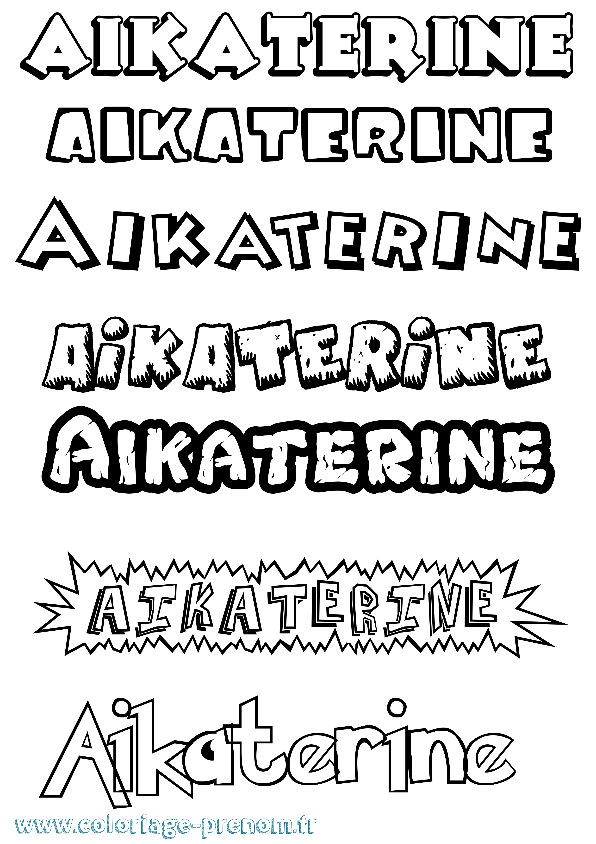 Coloriage prénom Aikaterine Dessin Animé