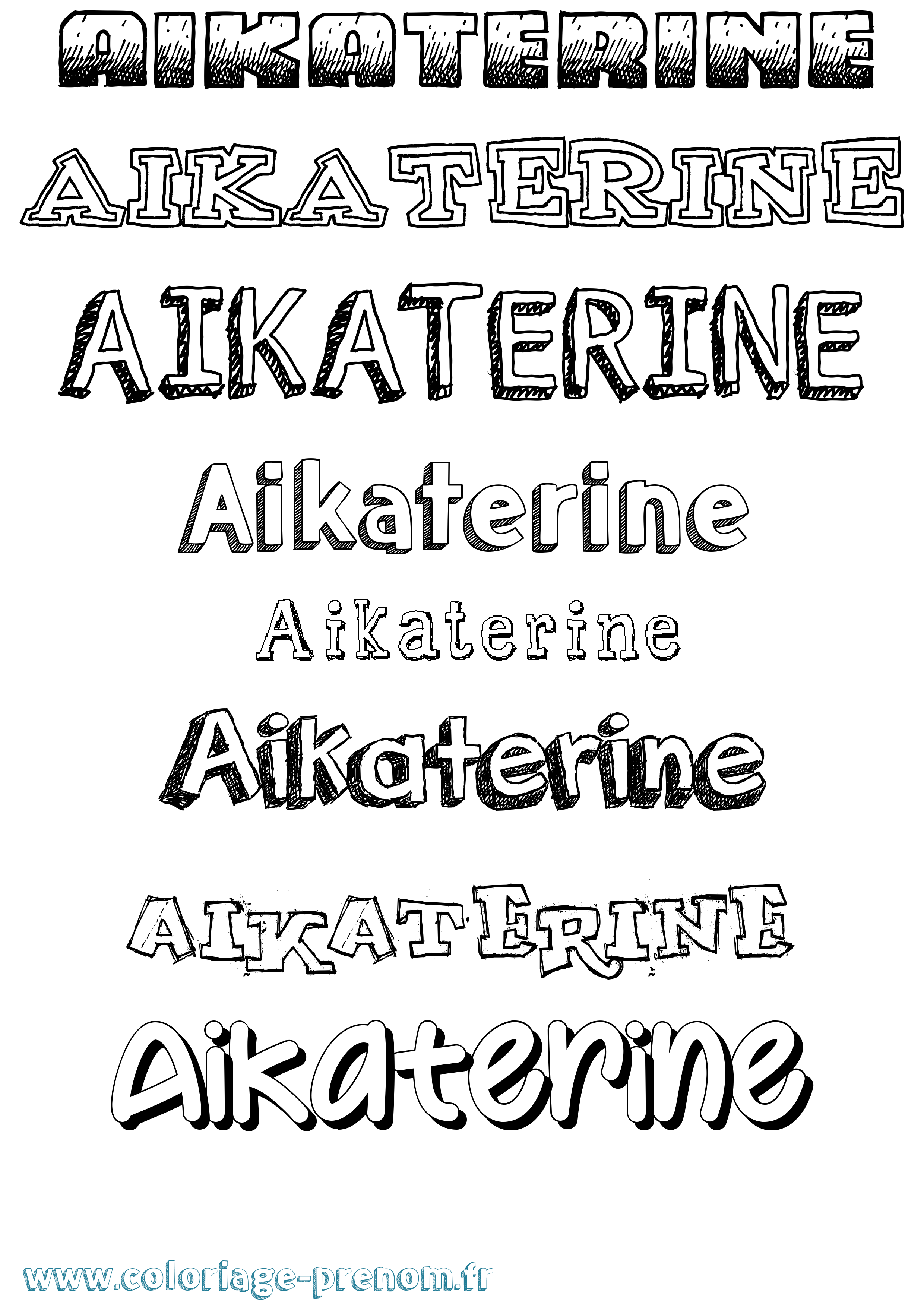 Coloriage prénom Aikaterine Dessiné