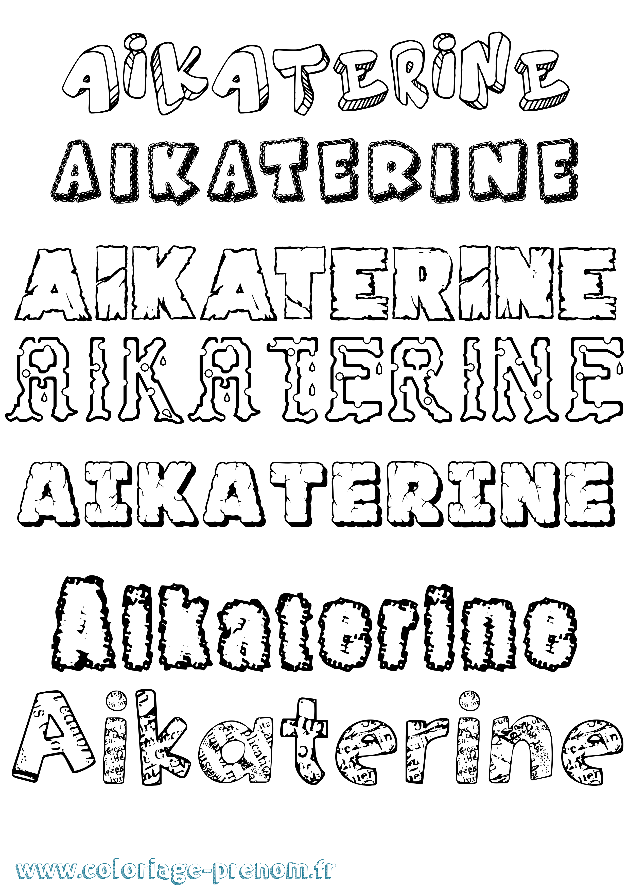 Coloriage prénom Aikaterine Destructuré