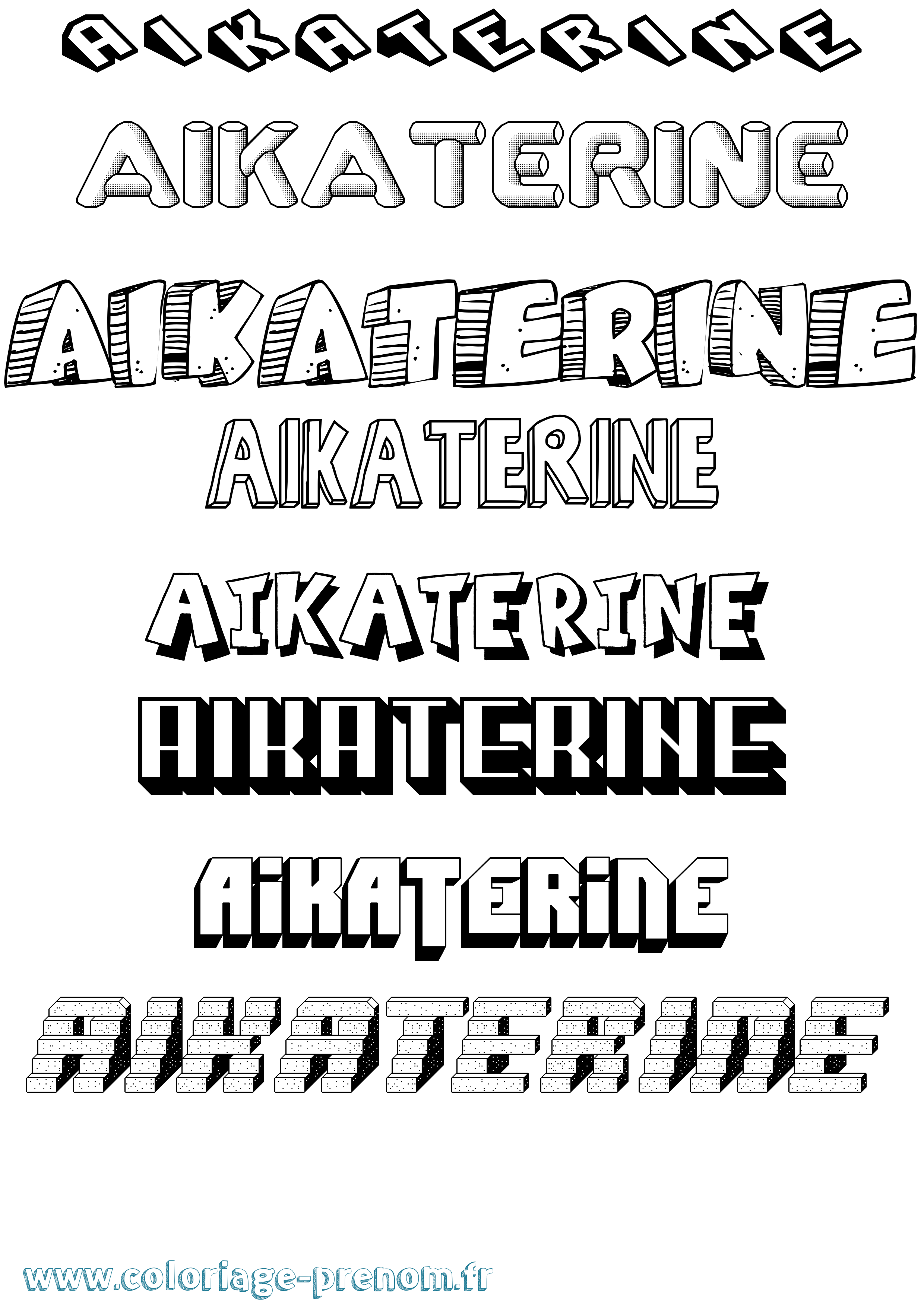 Coloriage prénom Aikaterine Effet 3D