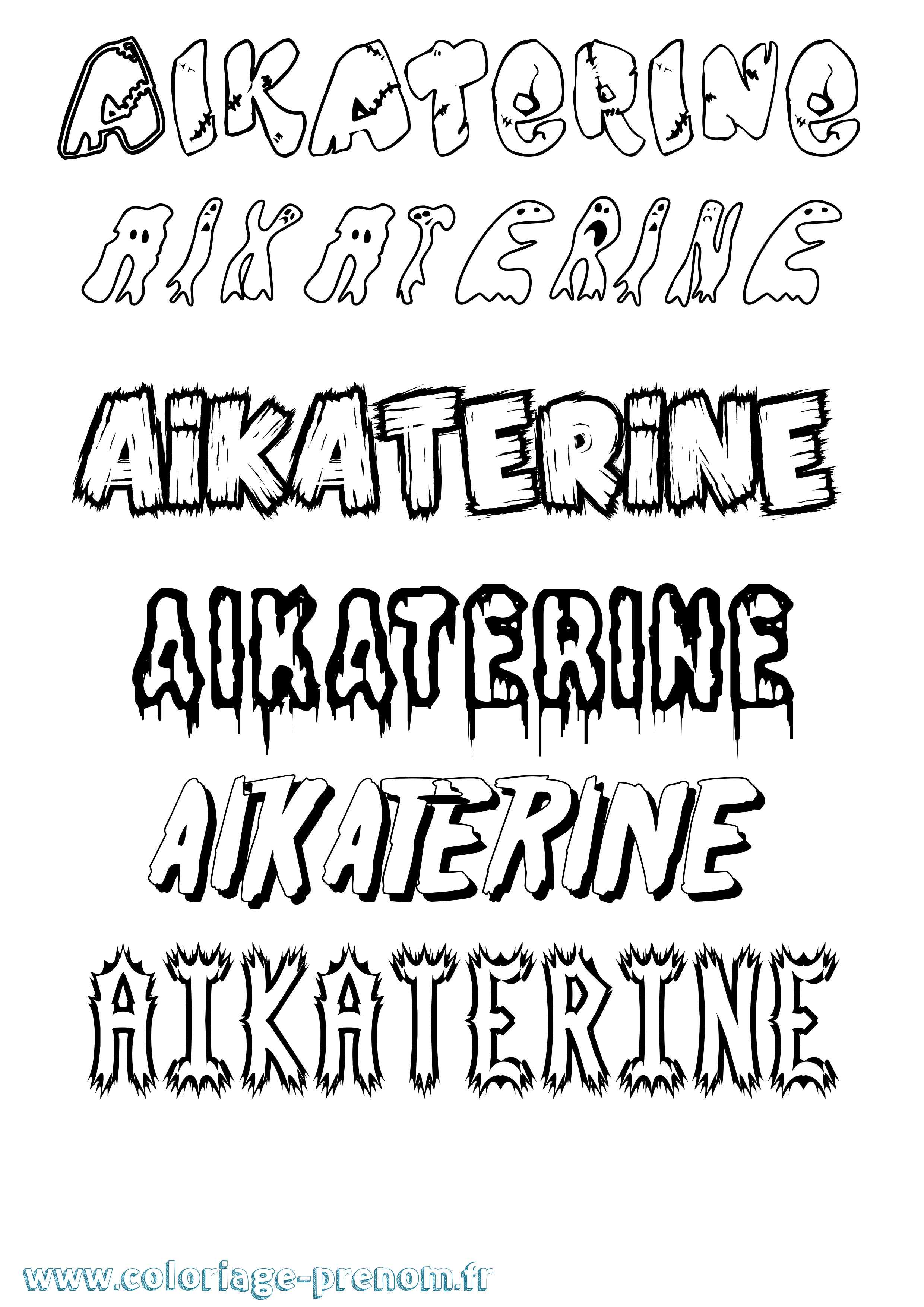 Coloriage prénom Aikaterine Frisson