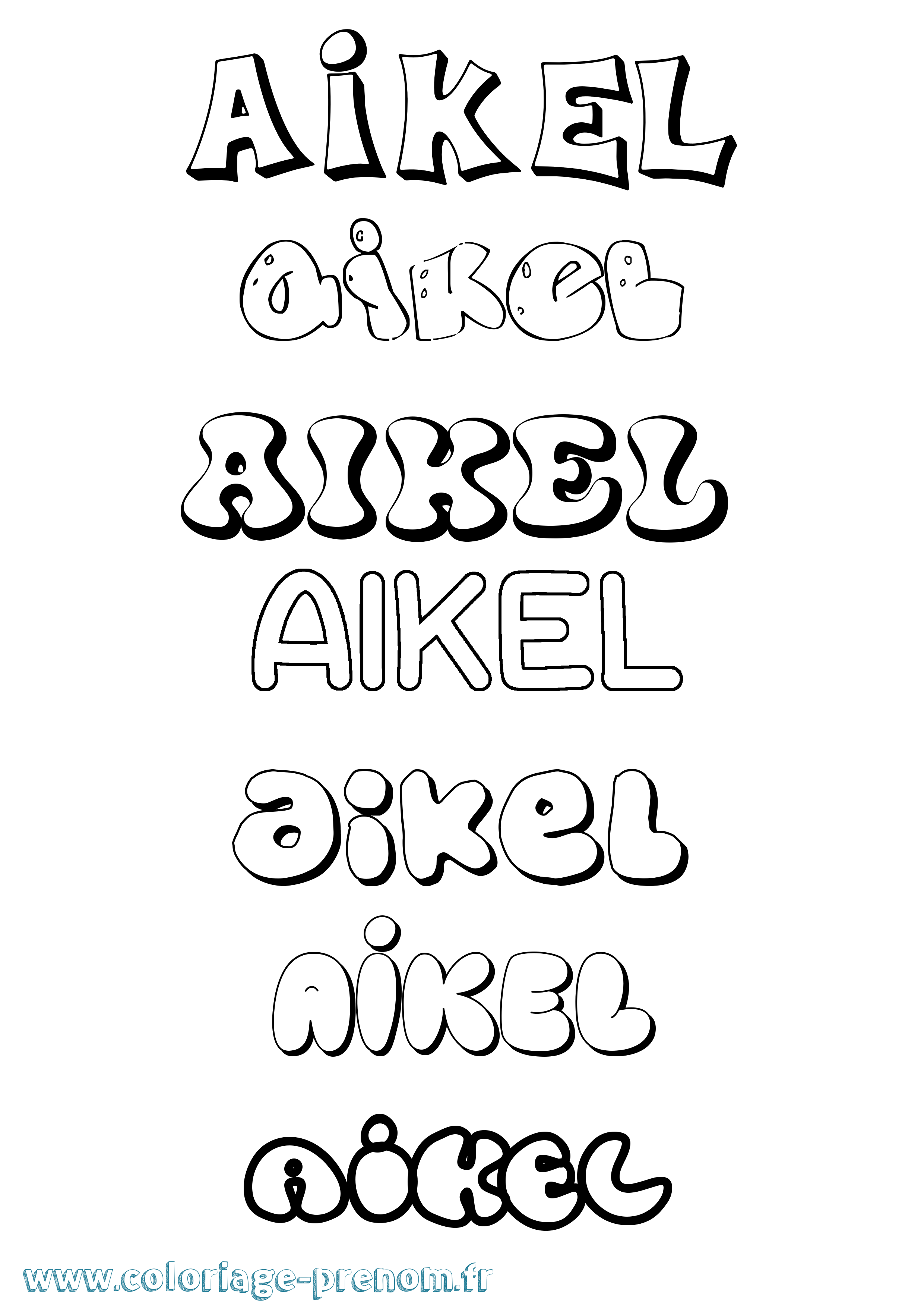 Coloriage prénom Aikel Bubble