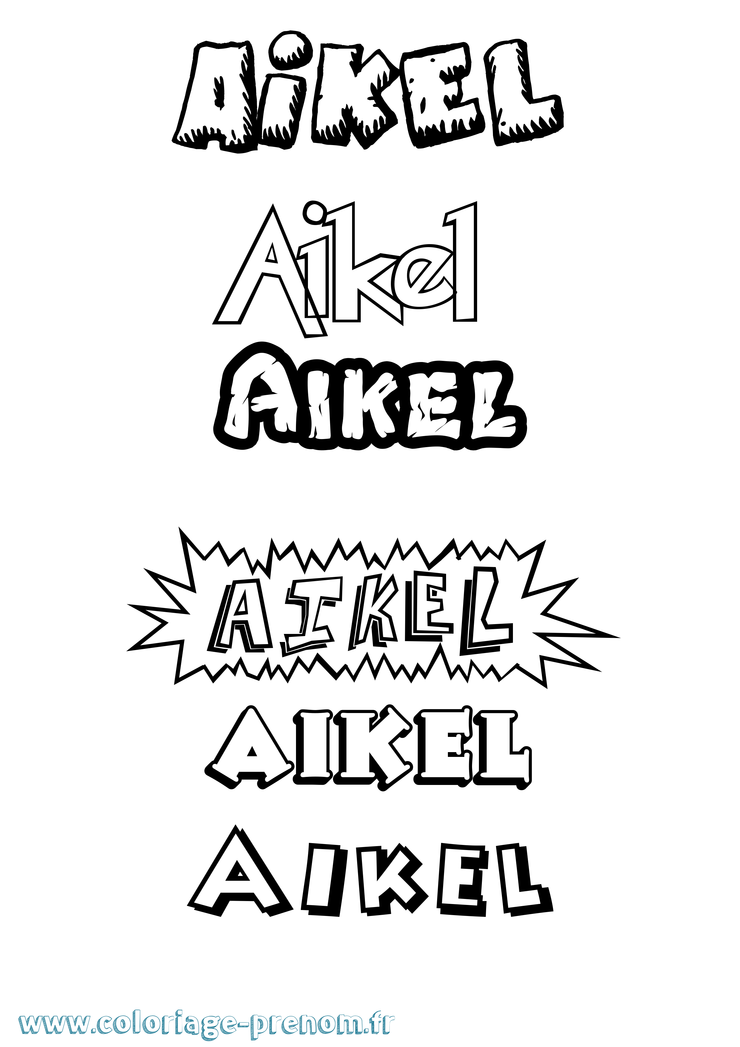 Coloriage prénom Aikel Dessin Animé
