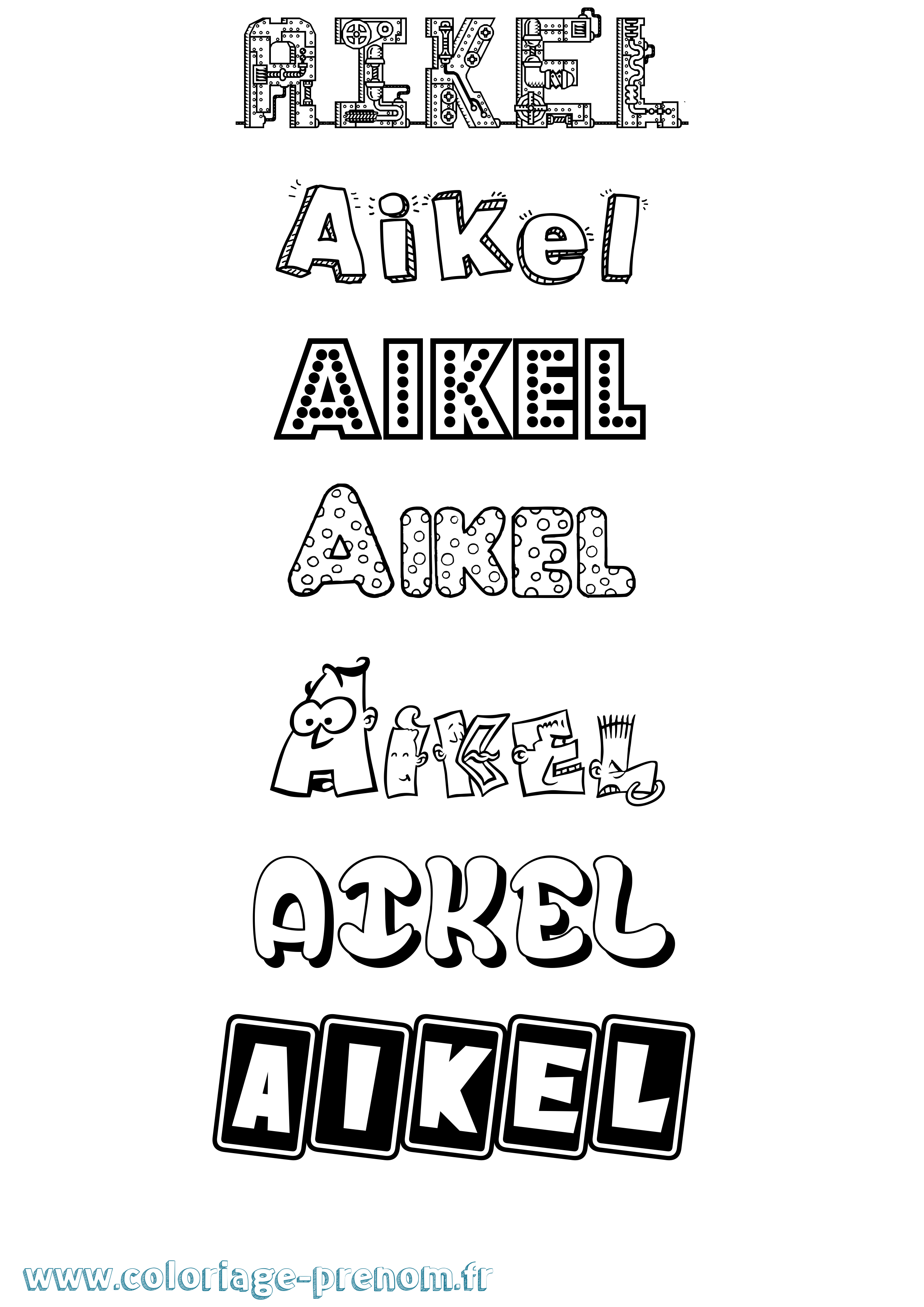 Coloriage prénom Aikel Fun