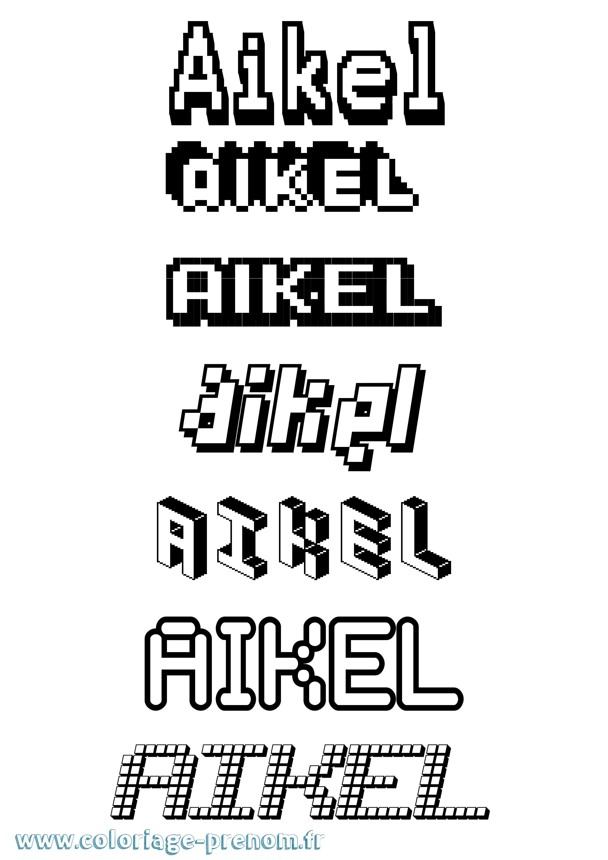 Coloriage prénom Aikel Pixel