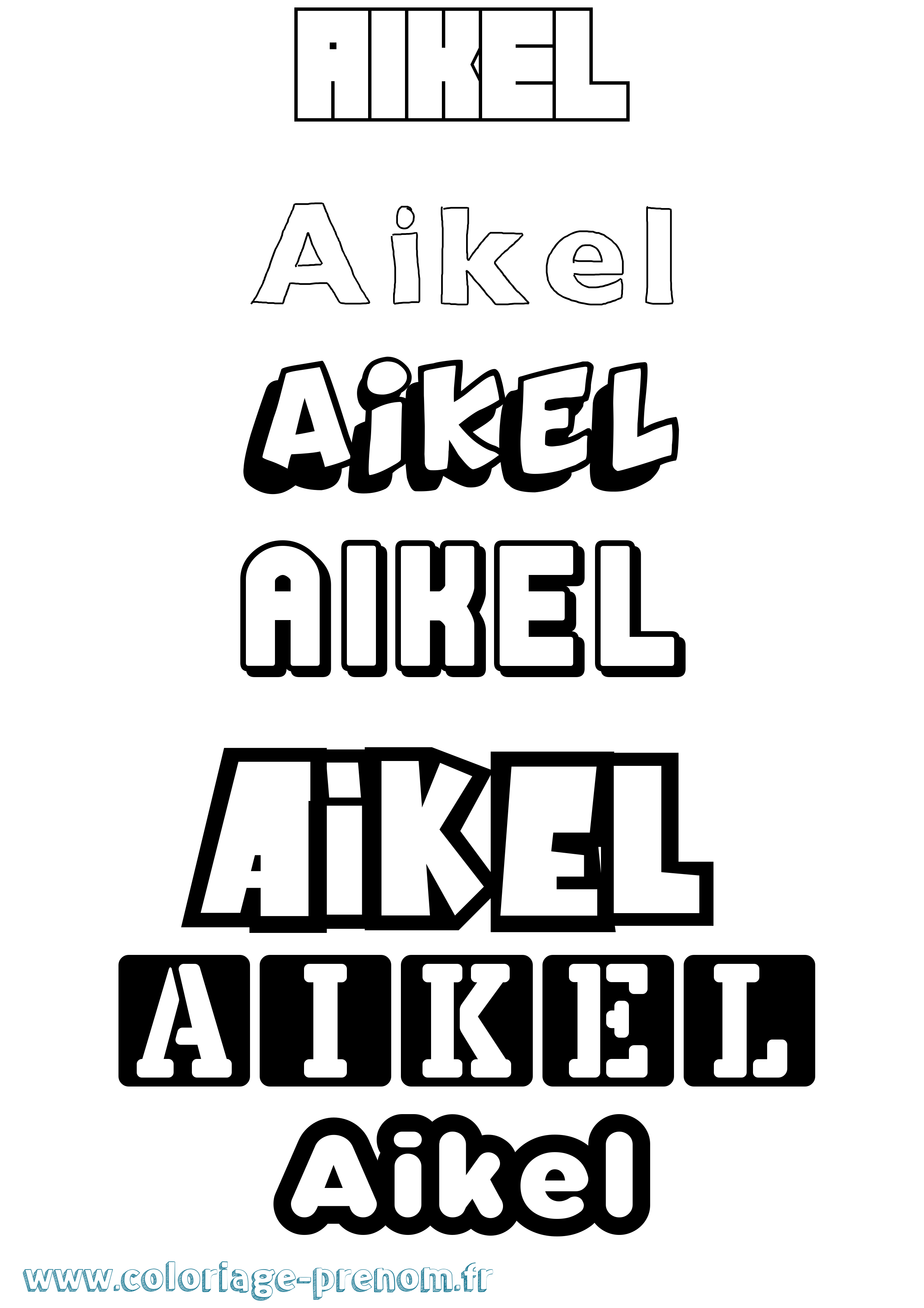 Coloriage prénom Aikel Simple