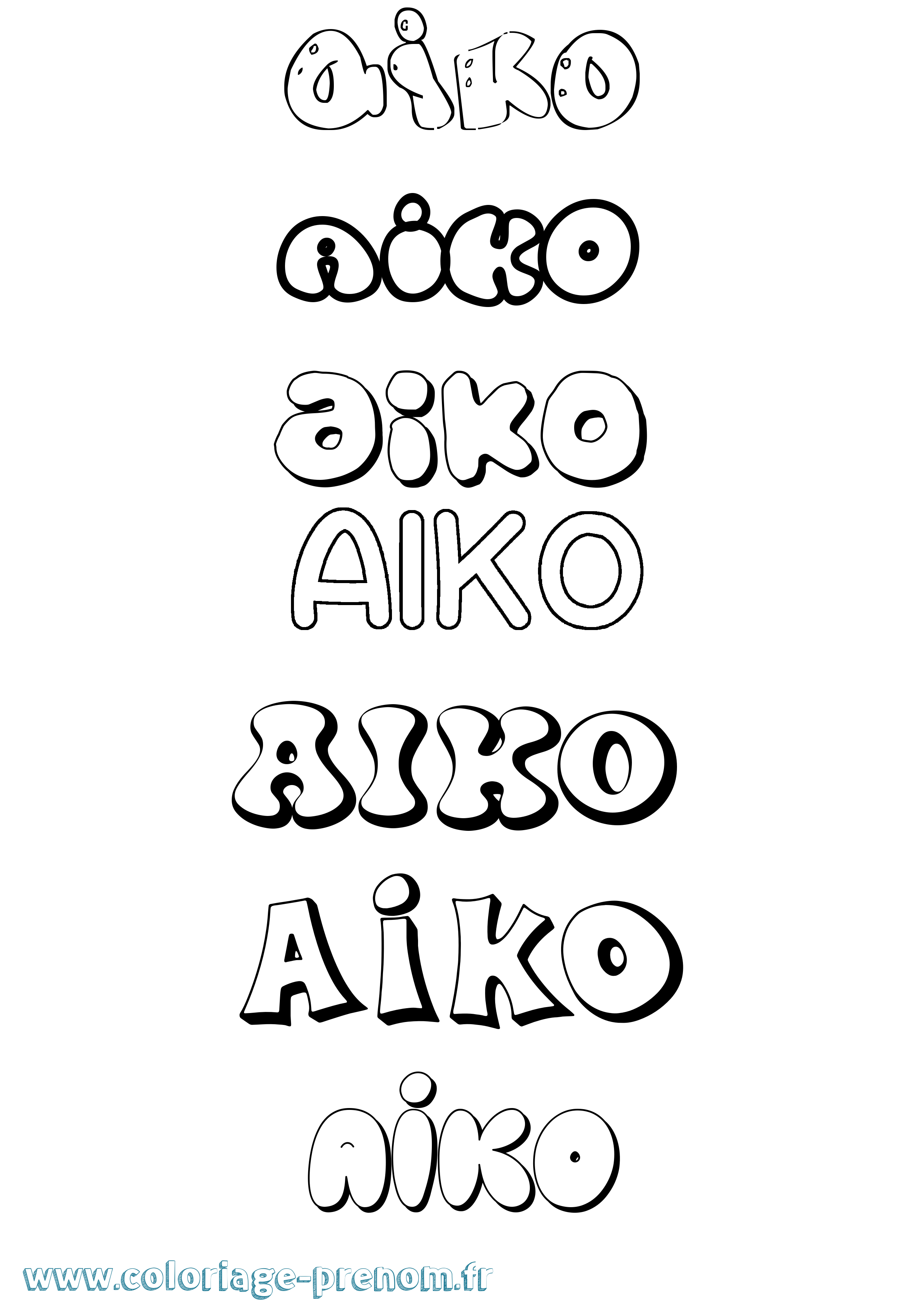 Coloriage prénom Aiko Bubble
