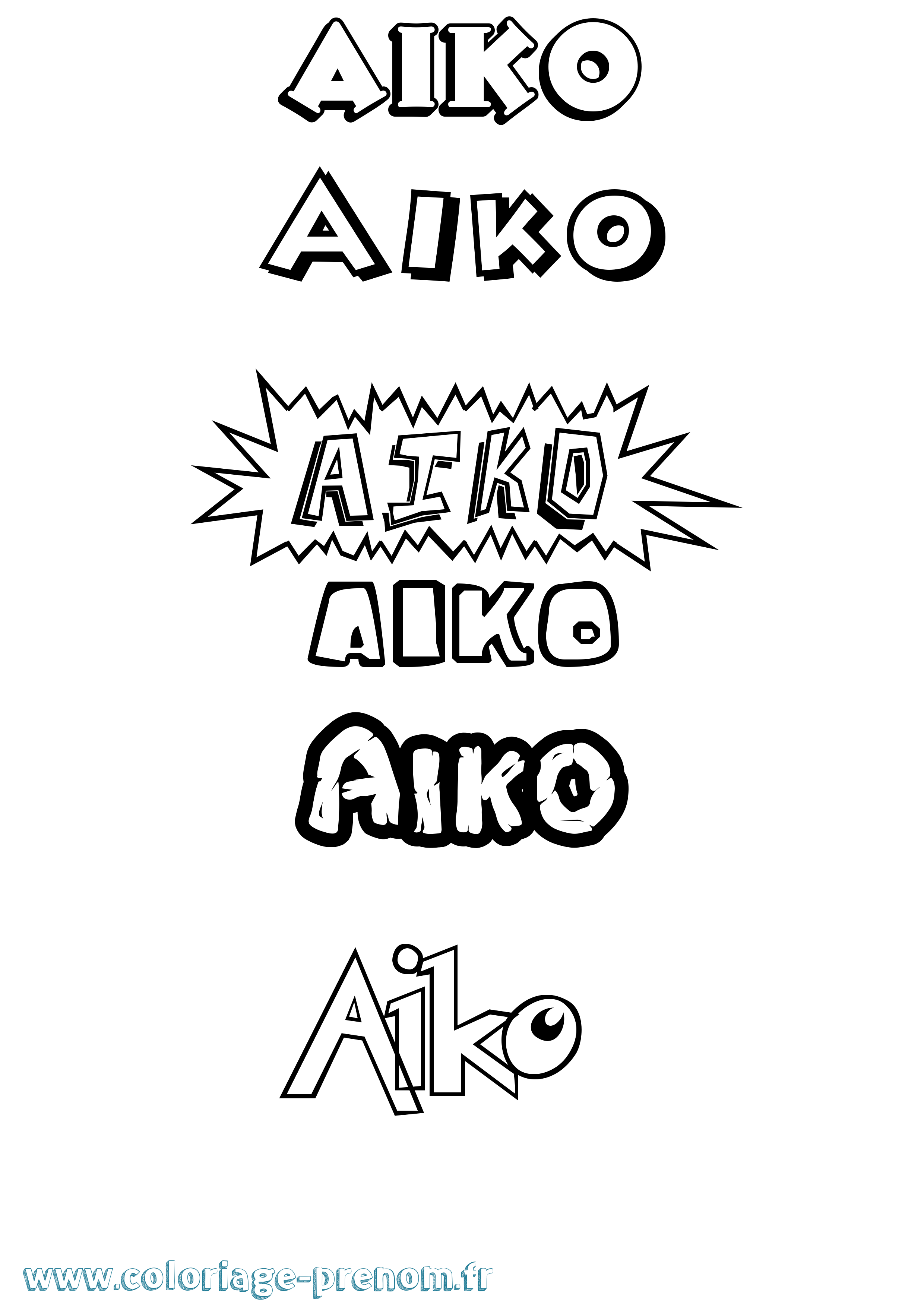 Coloriage Aiko Dessin Animé Coloriage prénom Aiko Dessin Animé