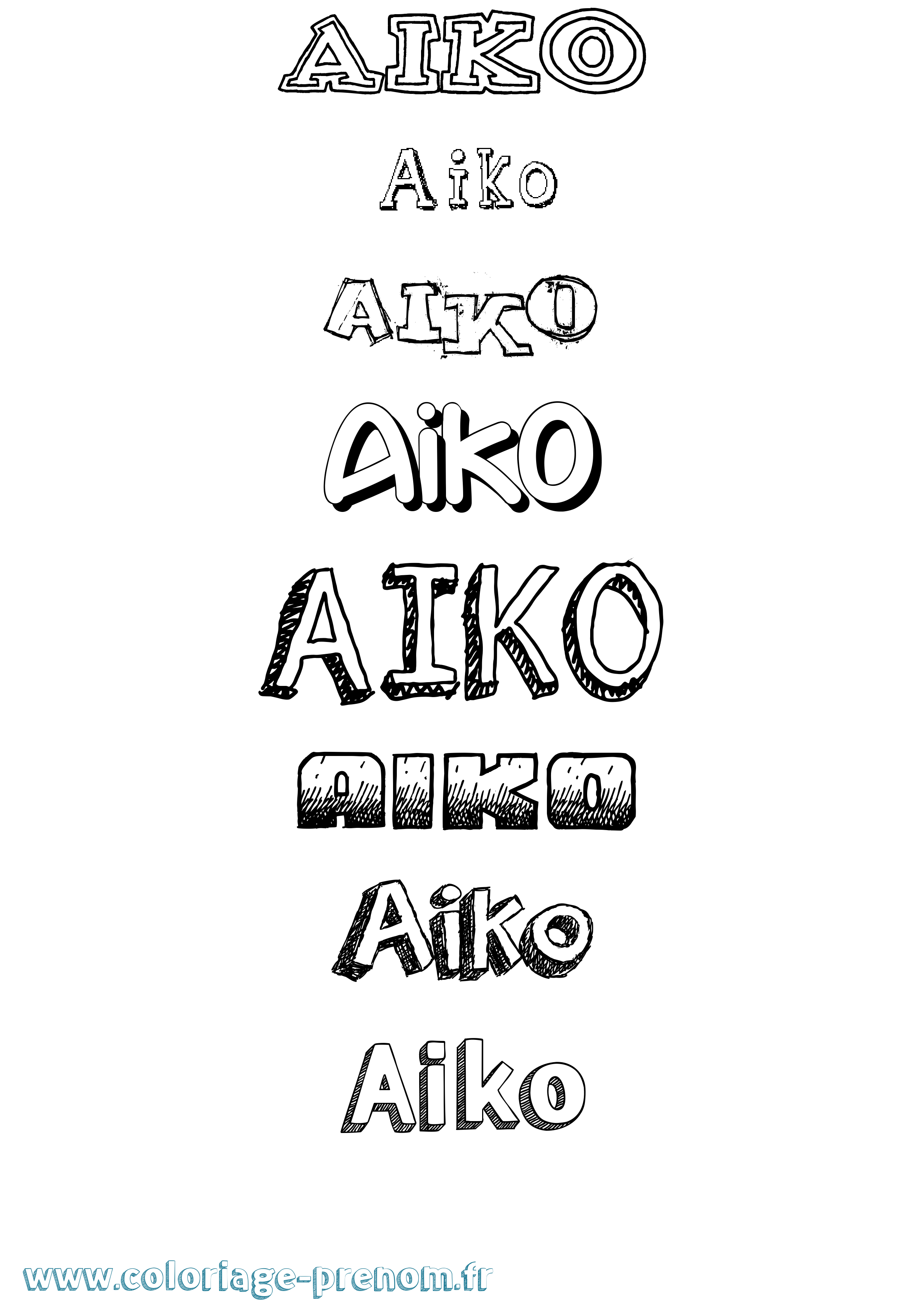 Coloriage prénom Aiko Dessiné