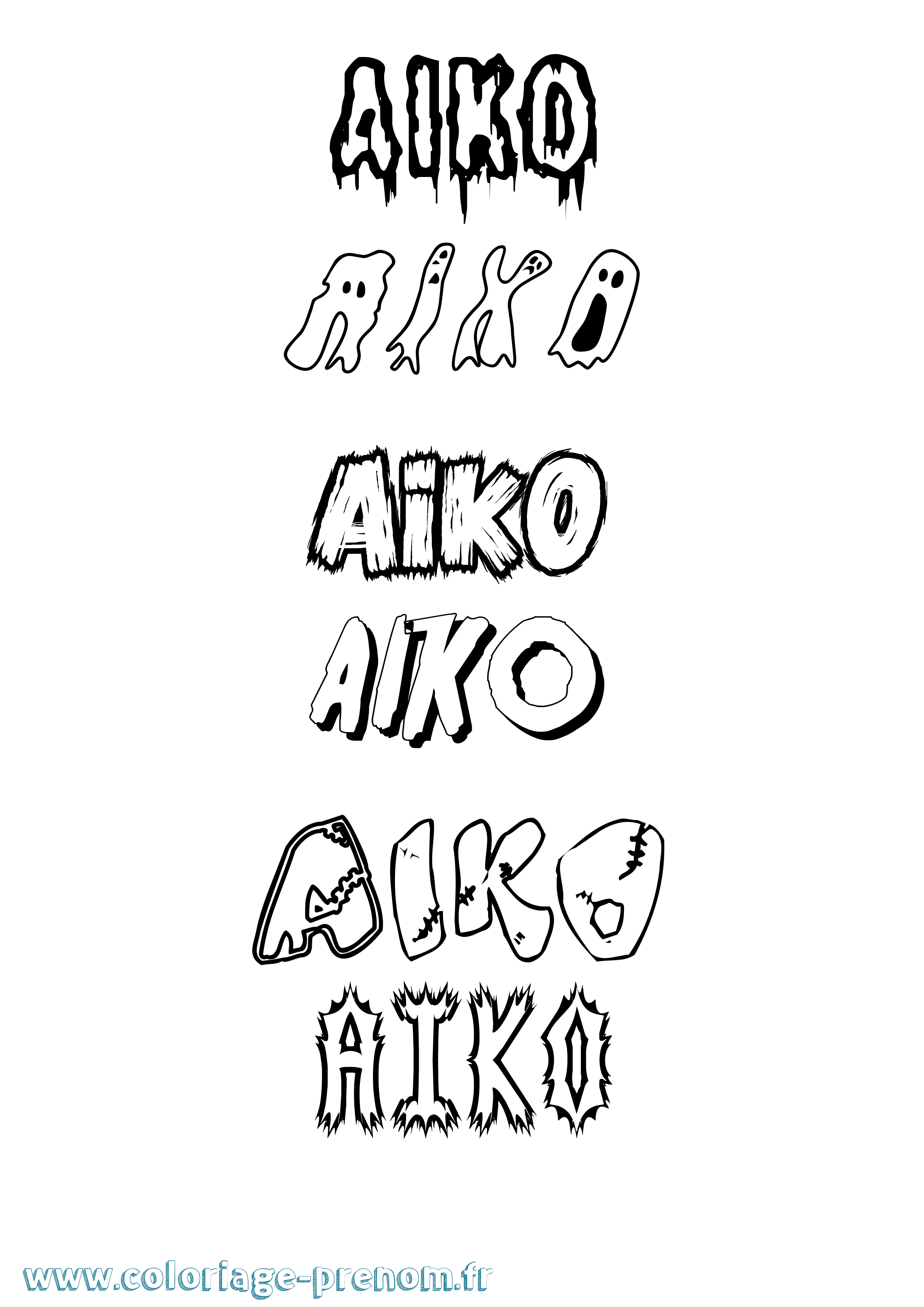 Coloriage Aiko Frisson Coloriage prénom Aiko Frisson