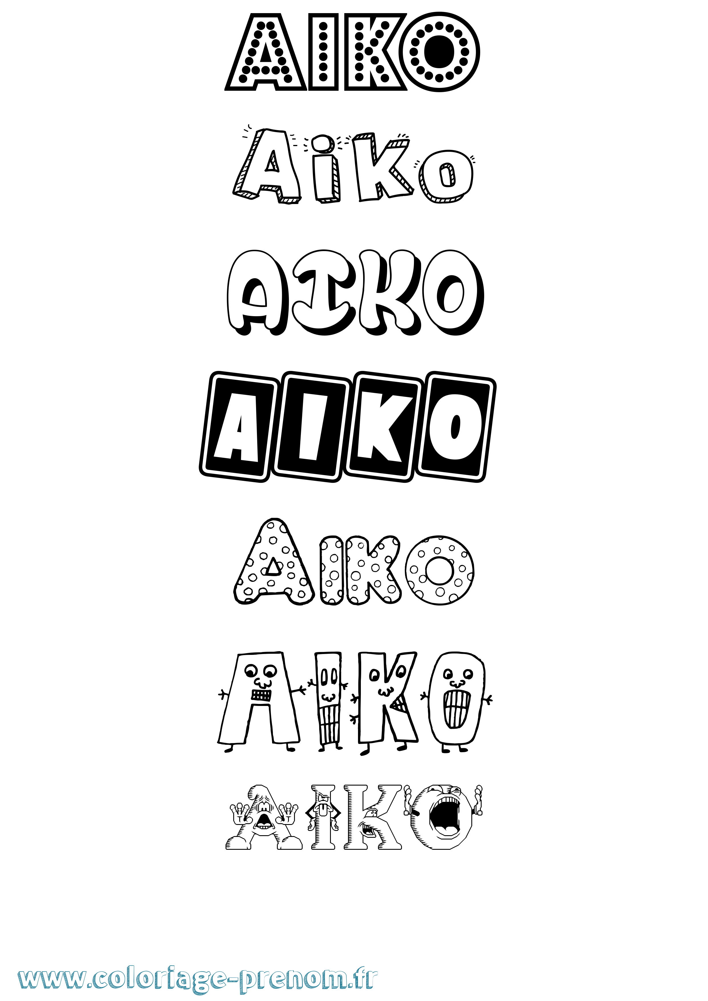 Coloriage prénom Aiko Fun