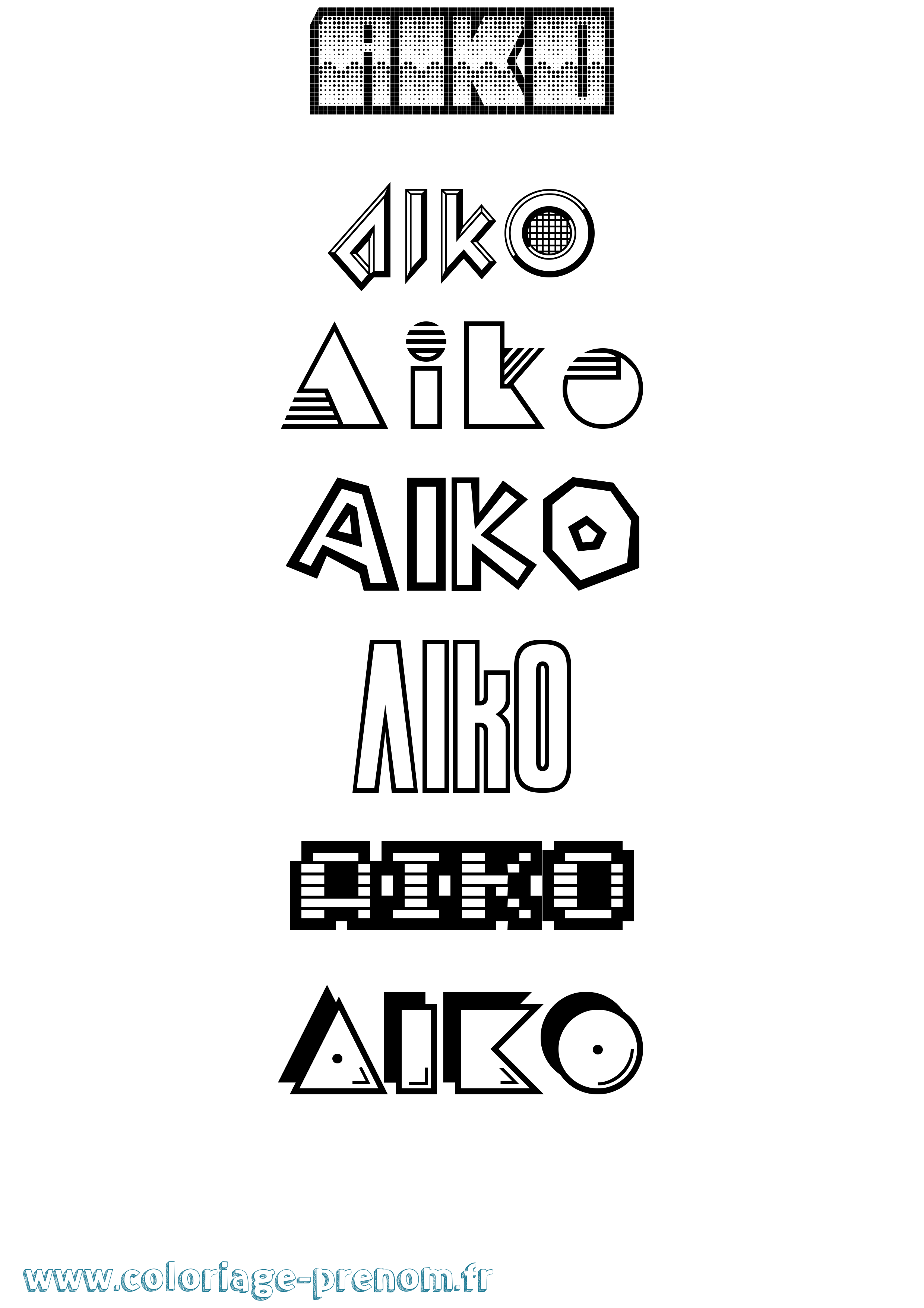 Coloriage prénom Aiko Jeux Vidéos