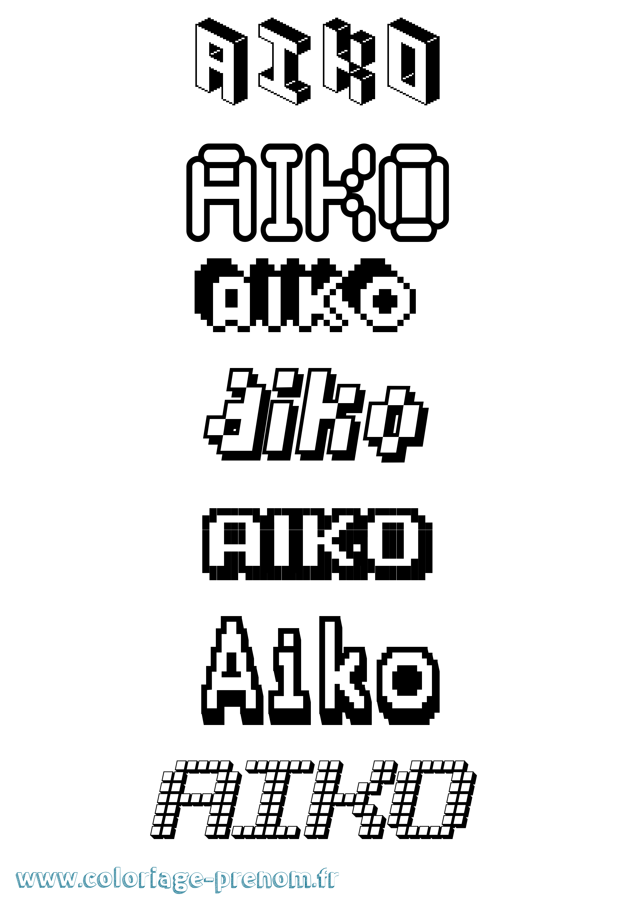 Coloriage Aiko Pixel Coloriage prénom Aiko Pixel