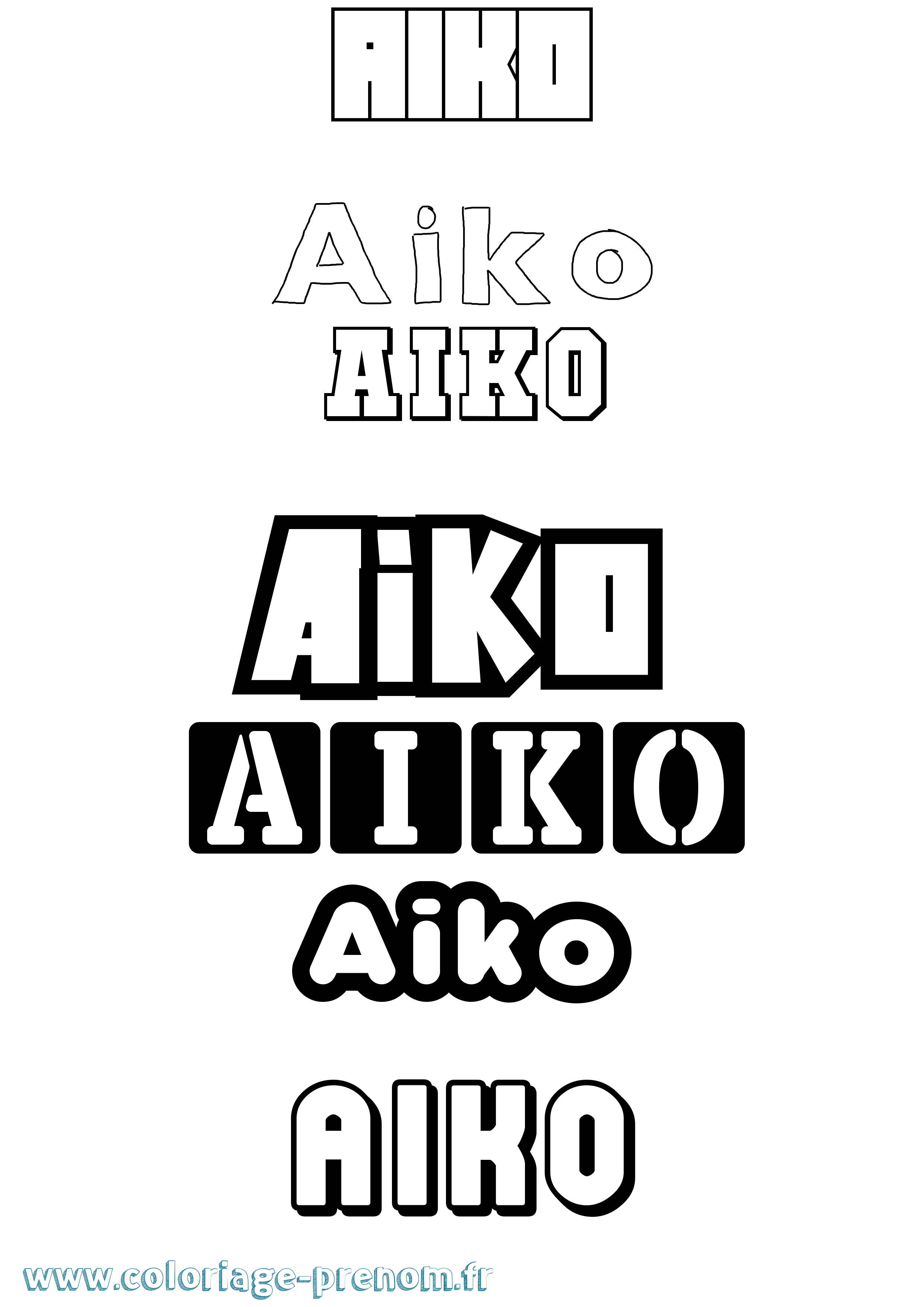 Coloriage prénom Aiko Simple
