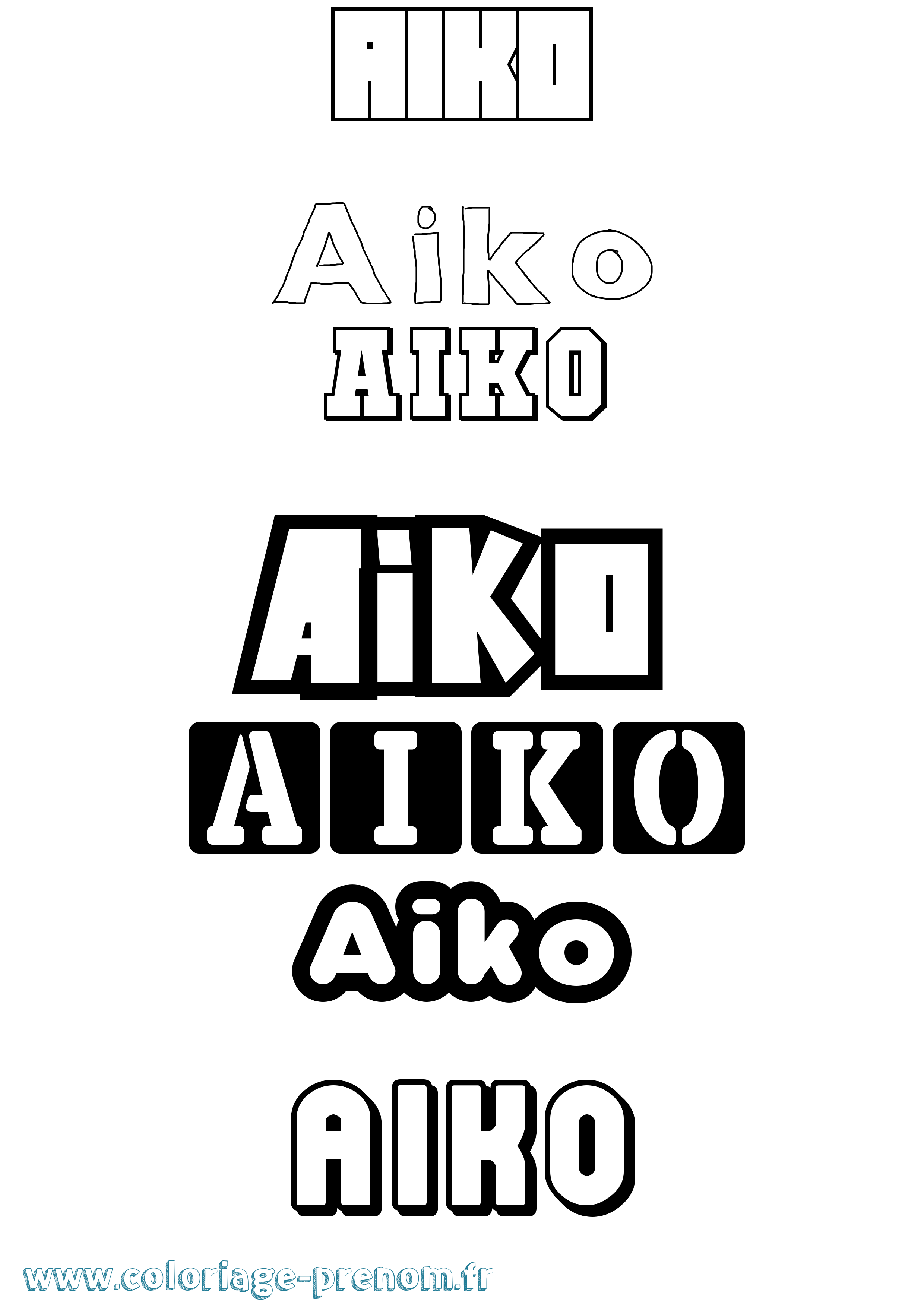 Coloriage Aiko Simple Coloriage prénom Aiko Simple