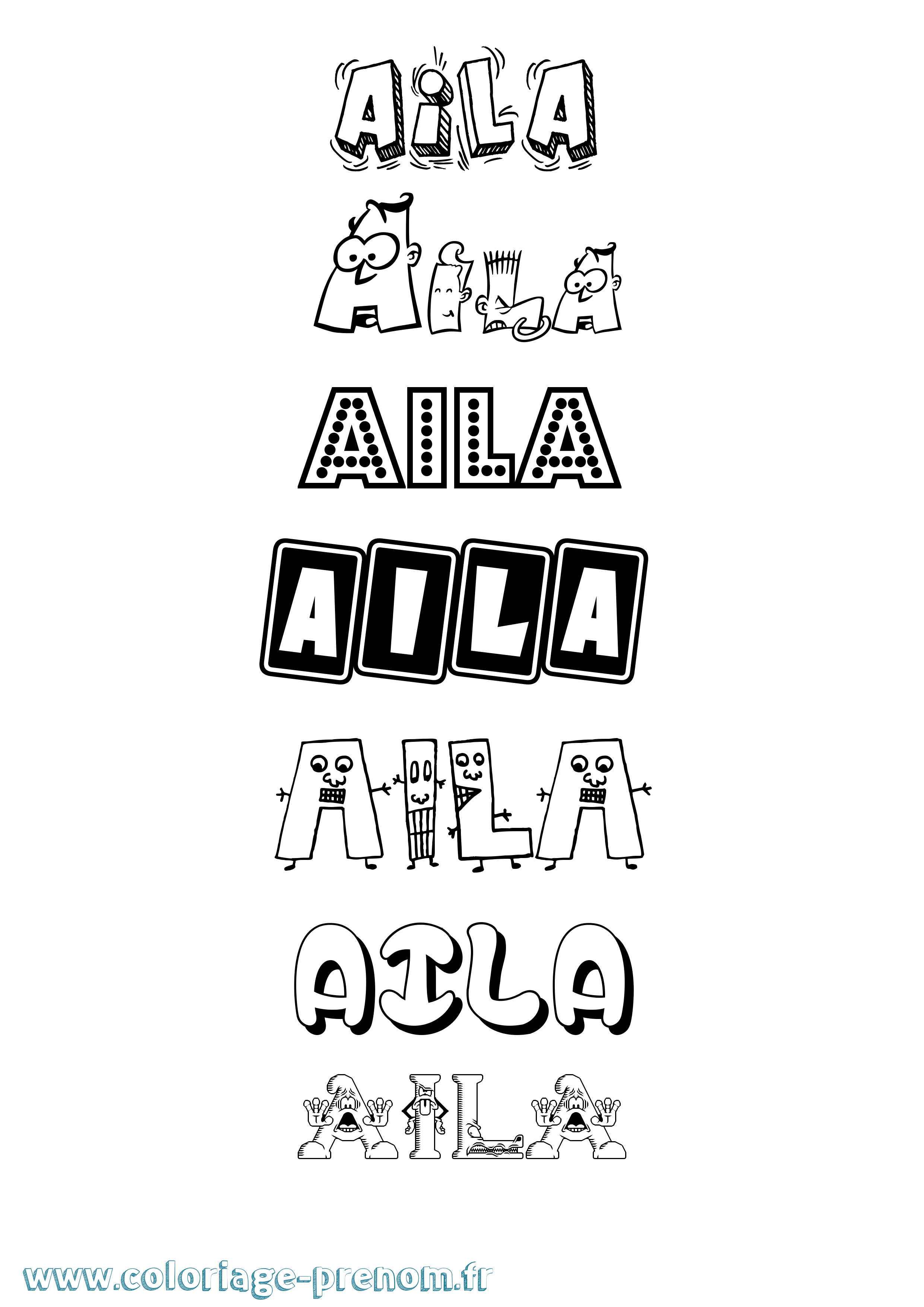 Coloriage prénom Aila Fun