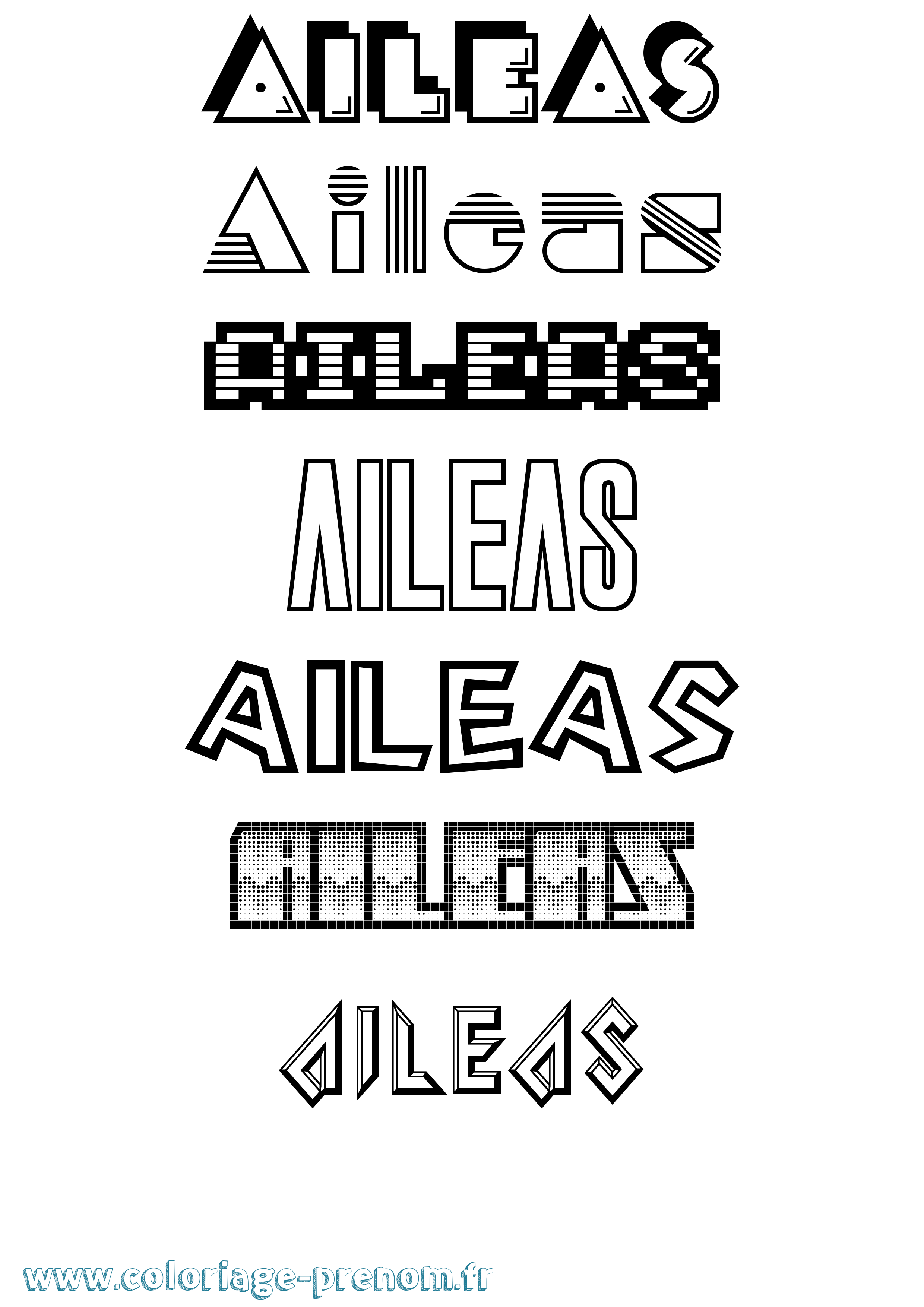 Coloriage prénom Aileas