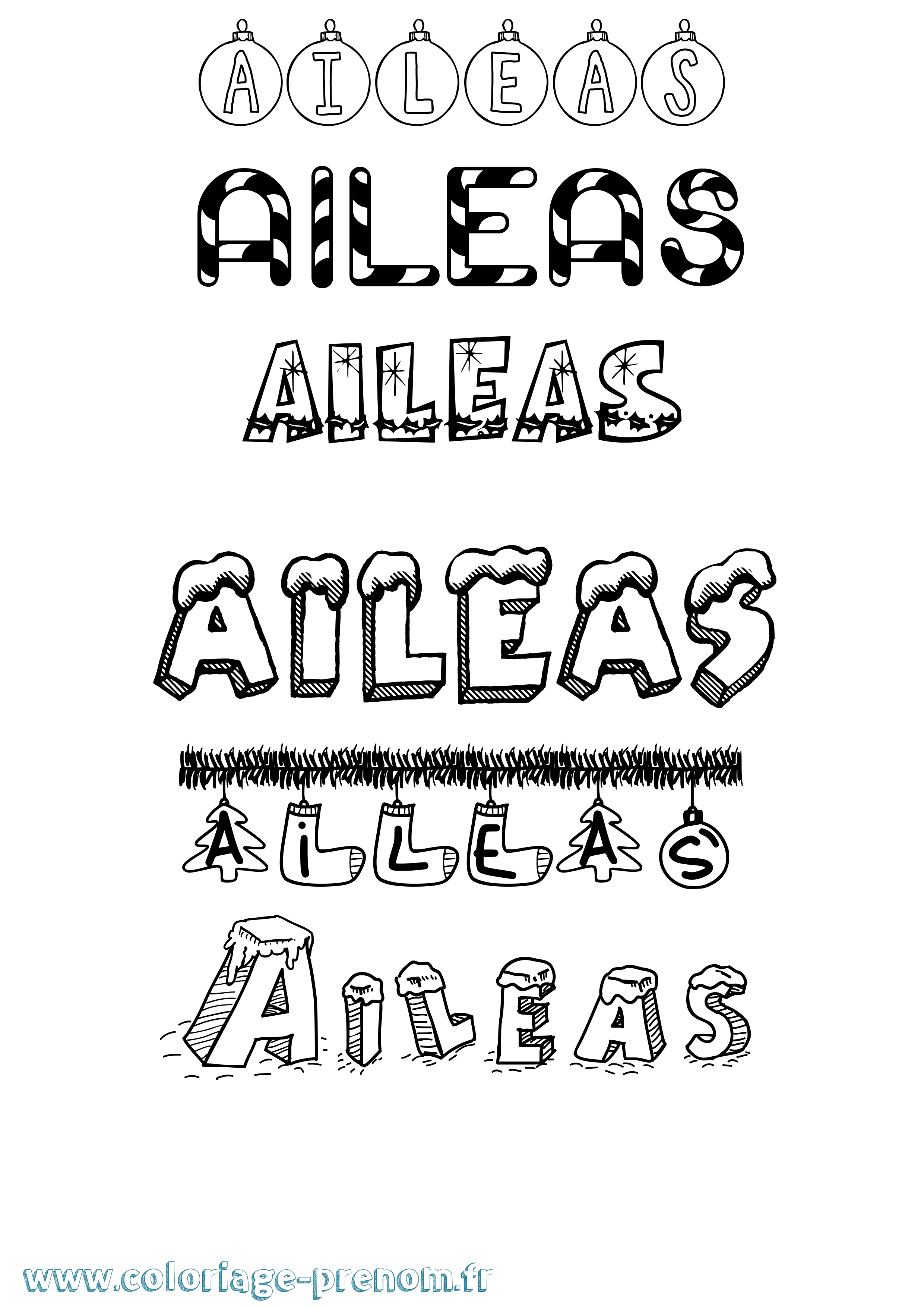 Coloriage prénom Aileas