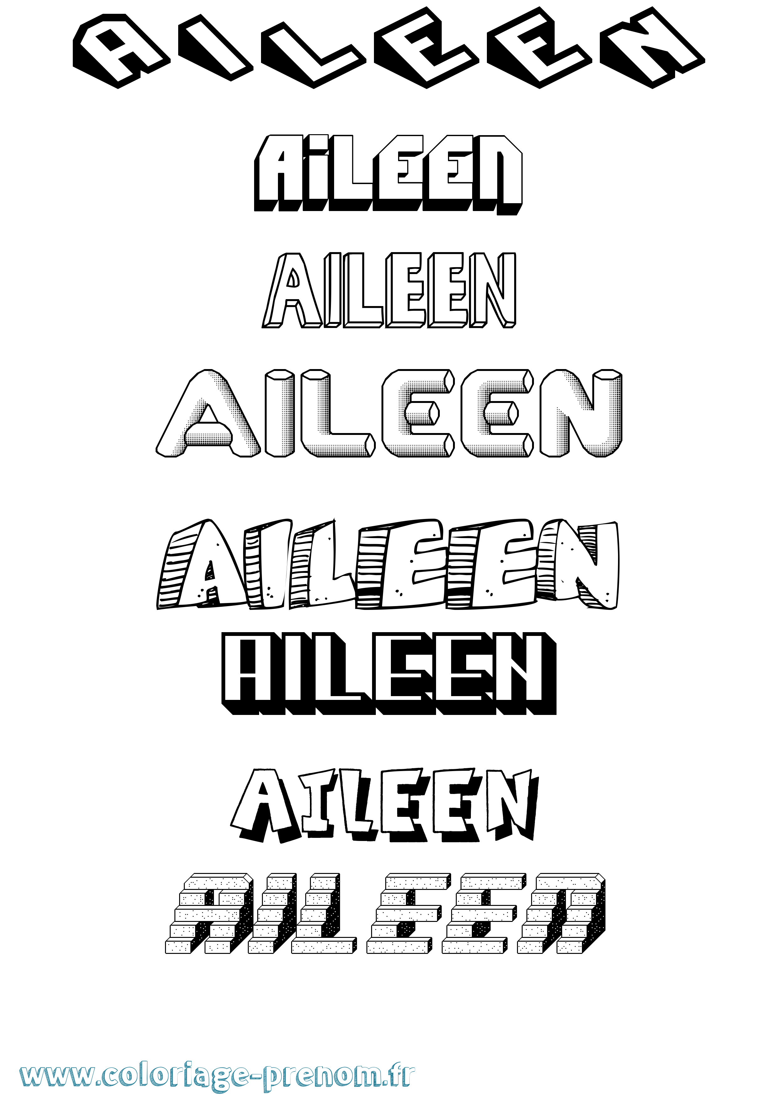 Coloriage Aileen Effet 3D Coloriage prénom Aileen Effet 3D