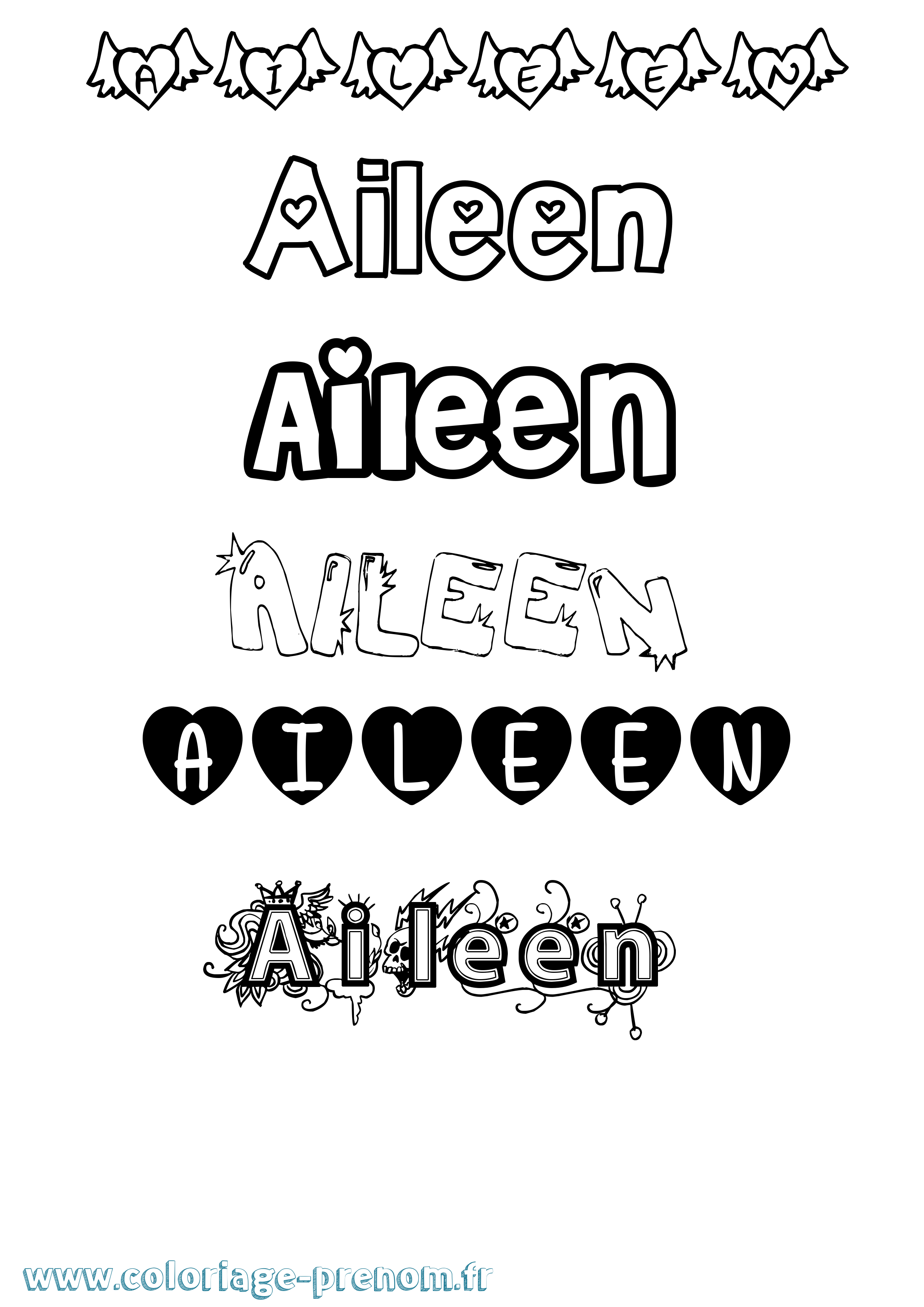 Coloriage Aileen Girly Coloriage prénom Aileen Girly