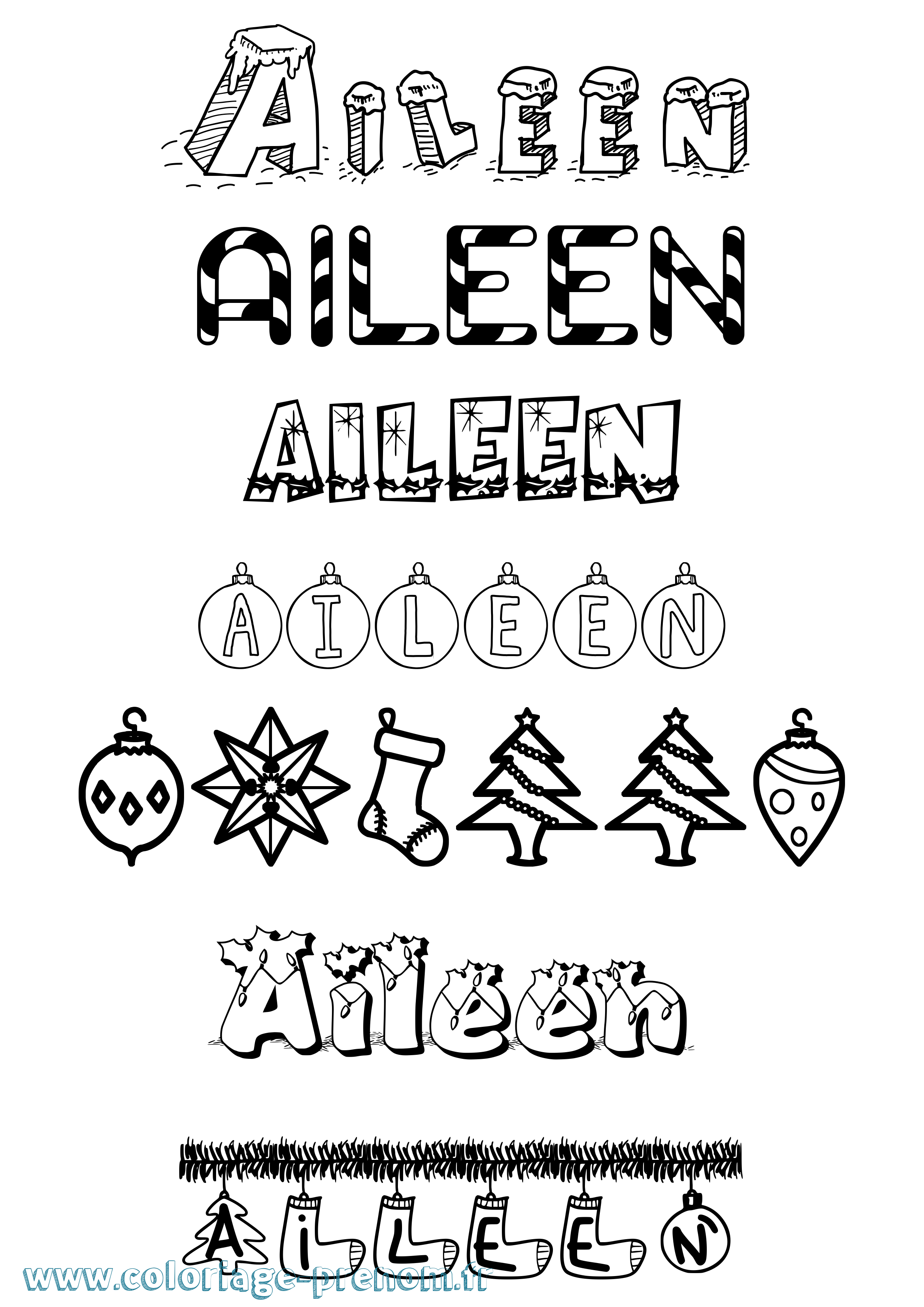 Coloriage Aileen Noël Coloriage prénom Aileen Noël