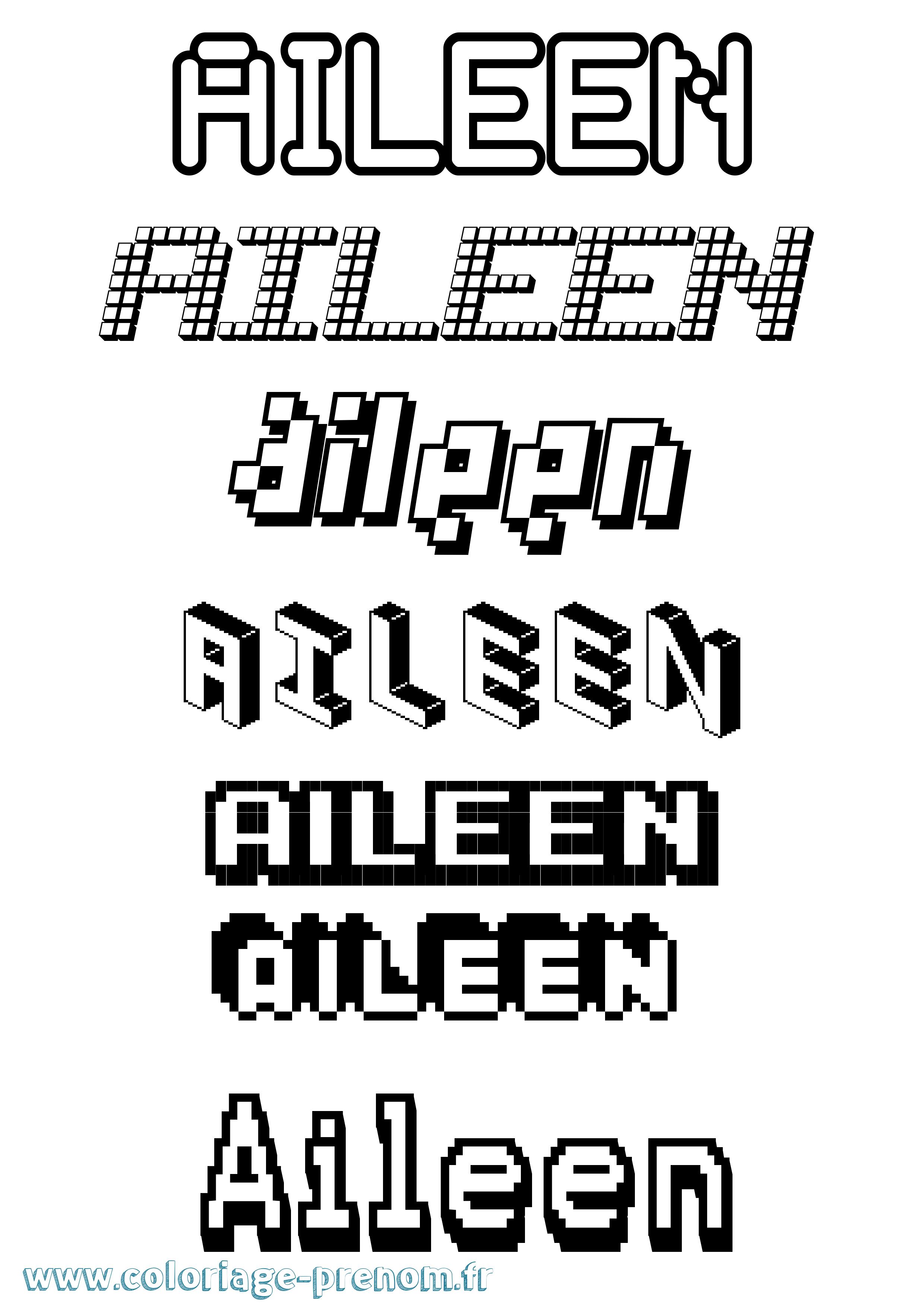 Coloriage Aileen Pixel Coloriage prénom Aileen Pixel