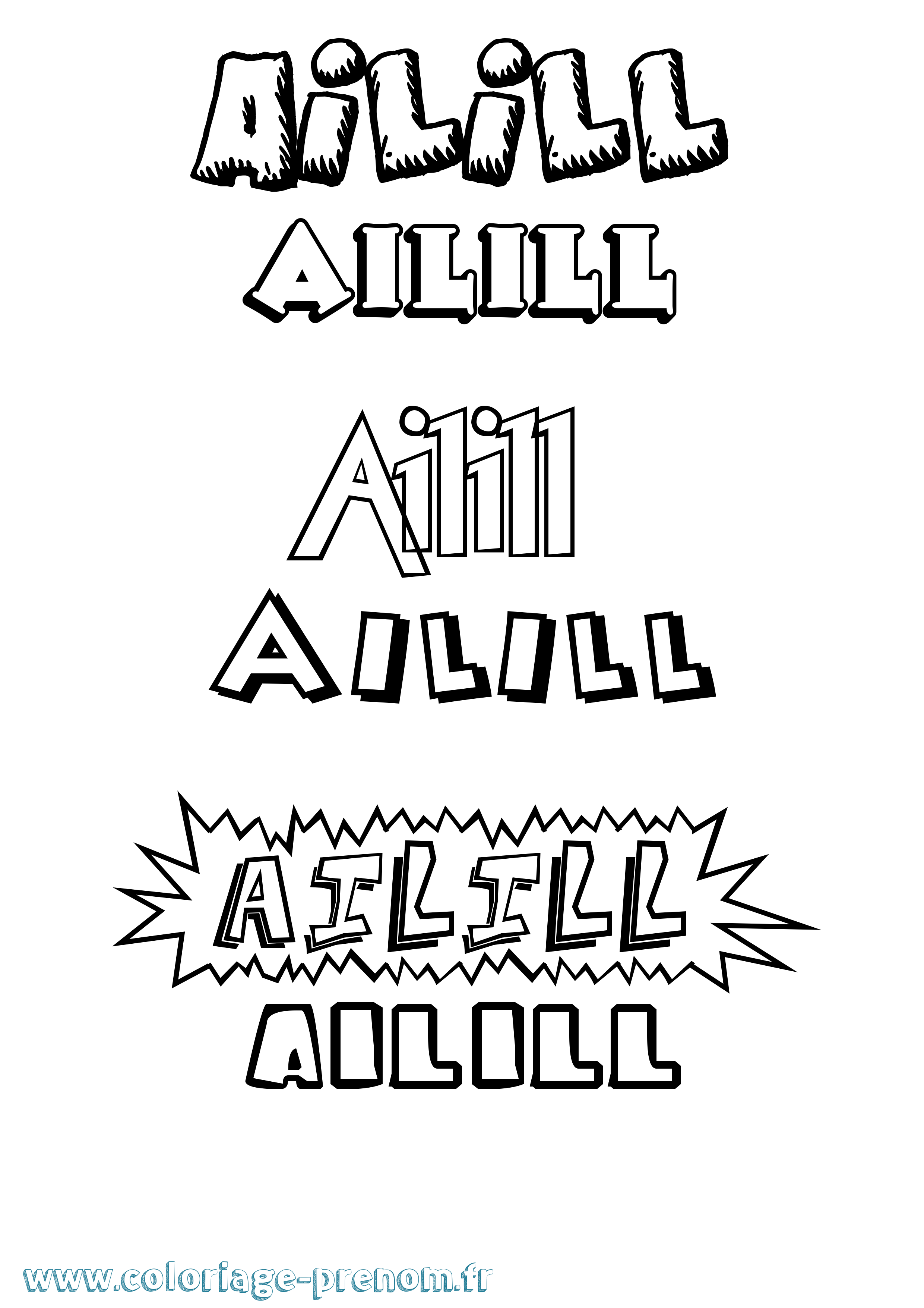 Coloriage prénom Ailill Dessin Animé