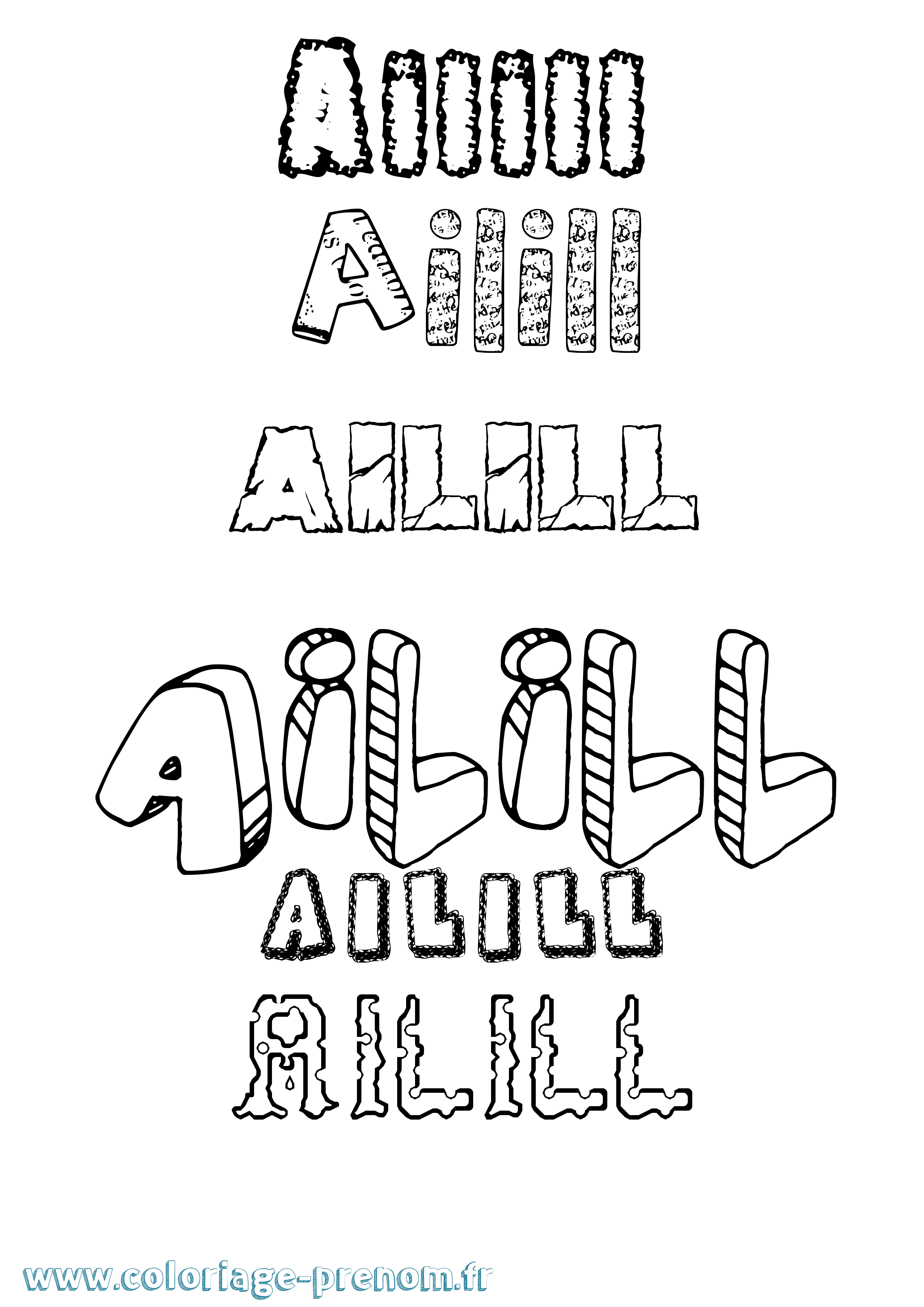 Coloriage prénom Ailill Destructuré