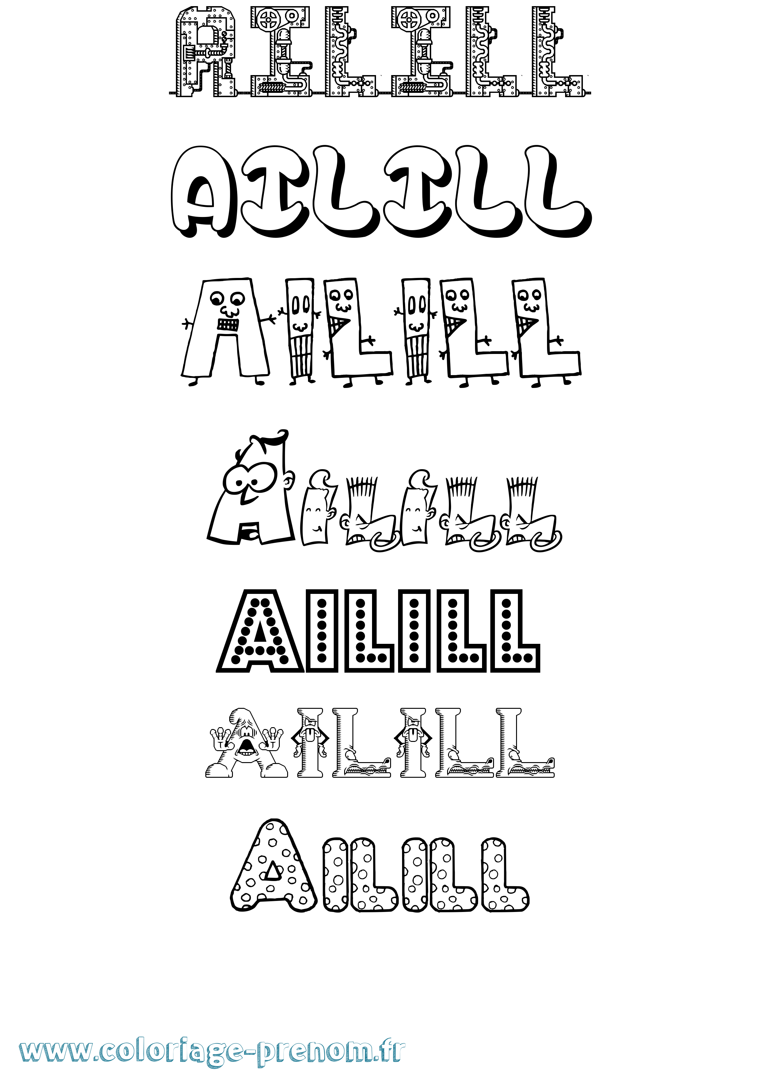 Coloriage prénom Ailill Fun