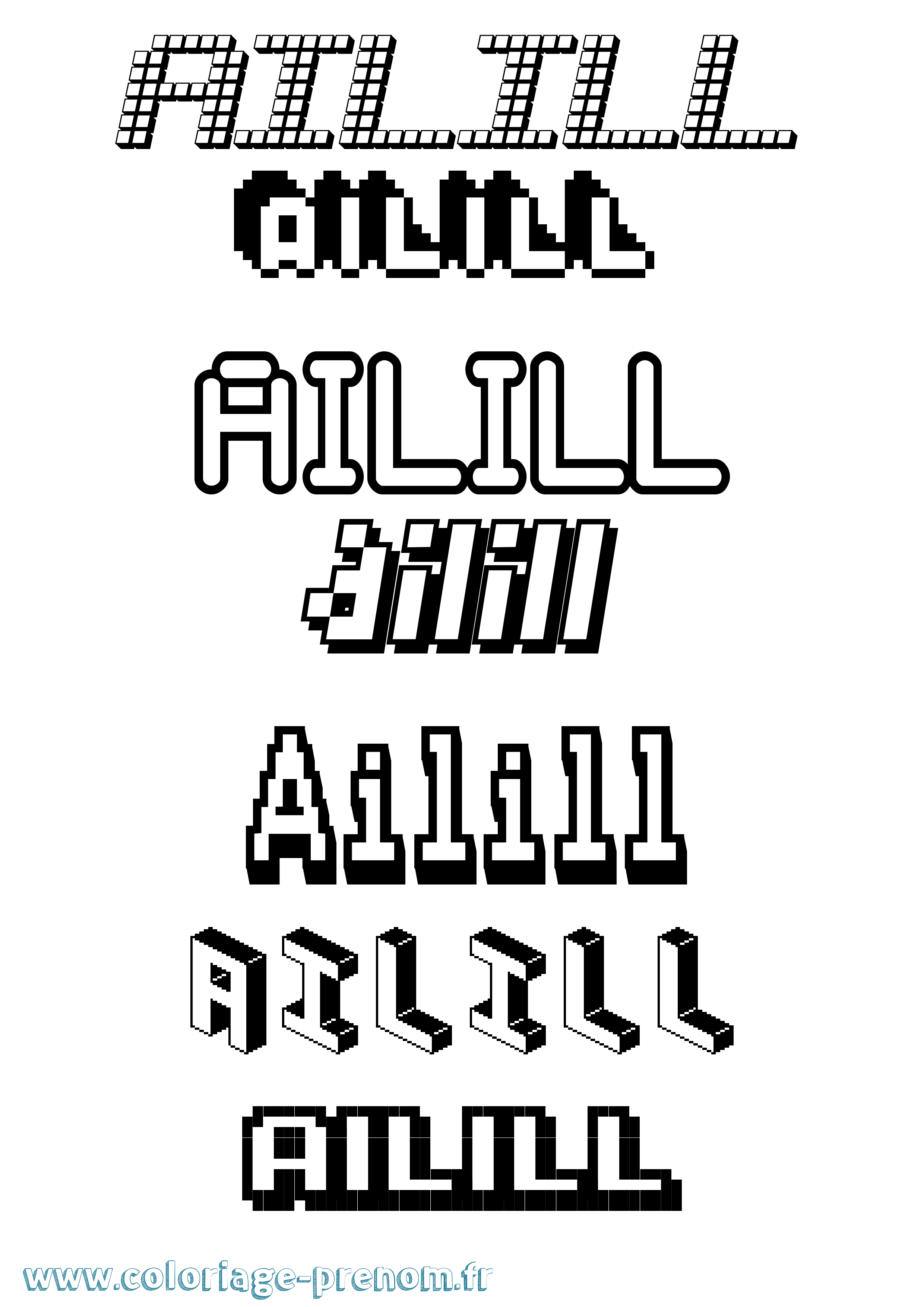 Coloriage prénom Ailill Pixel