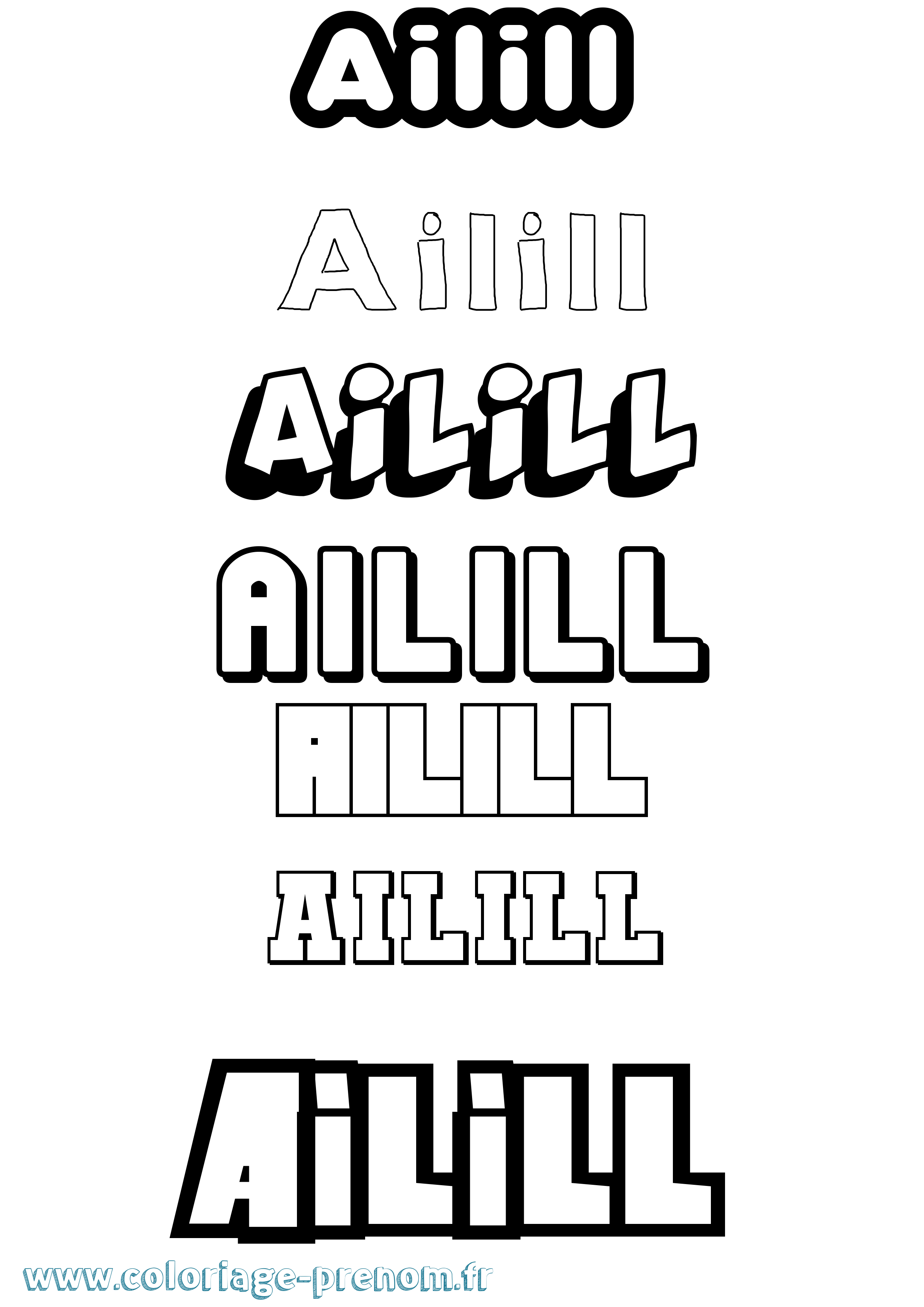 Coloriage prénom Ailill Simple