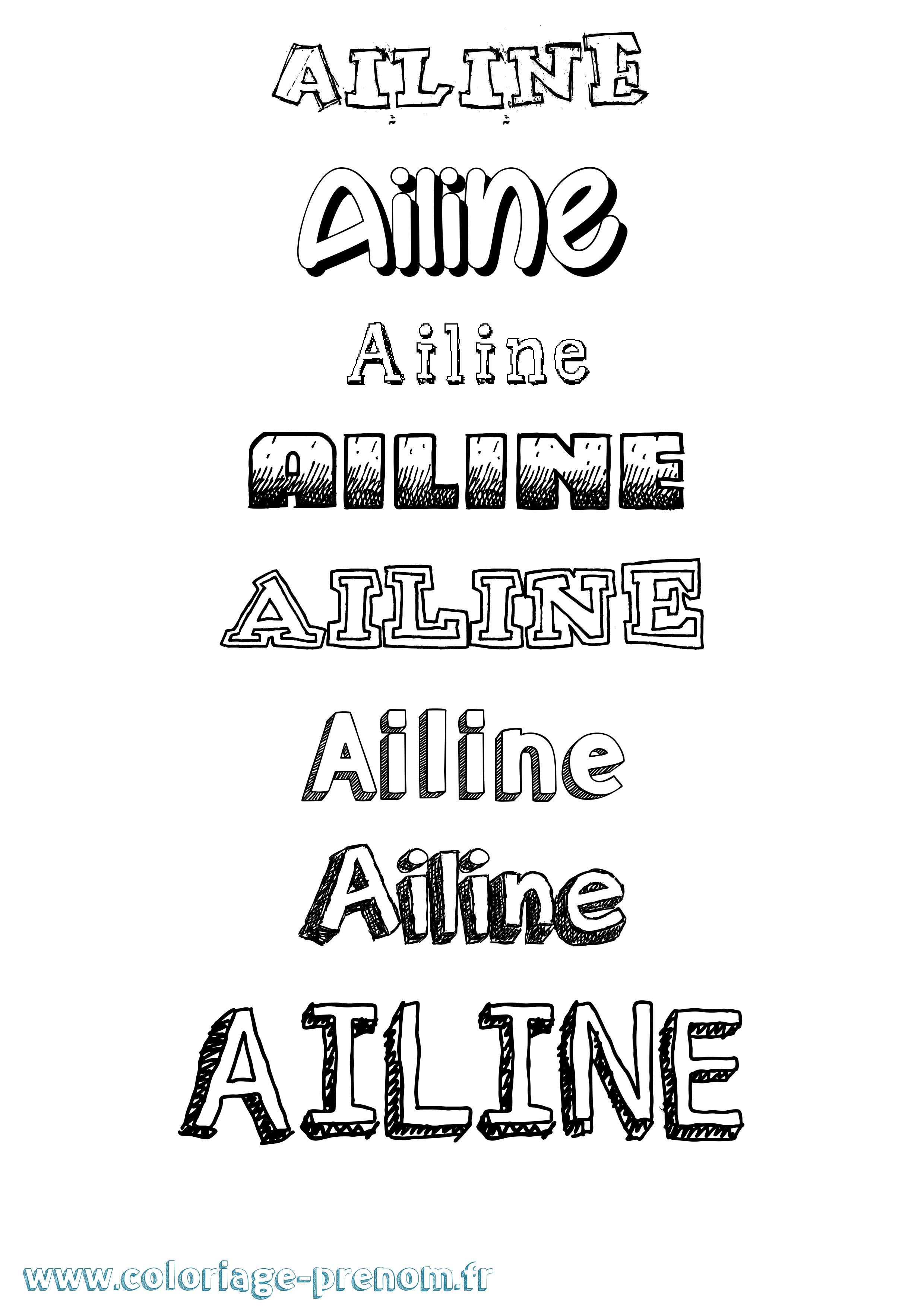 Coloriage prénom Ailine Dessiné