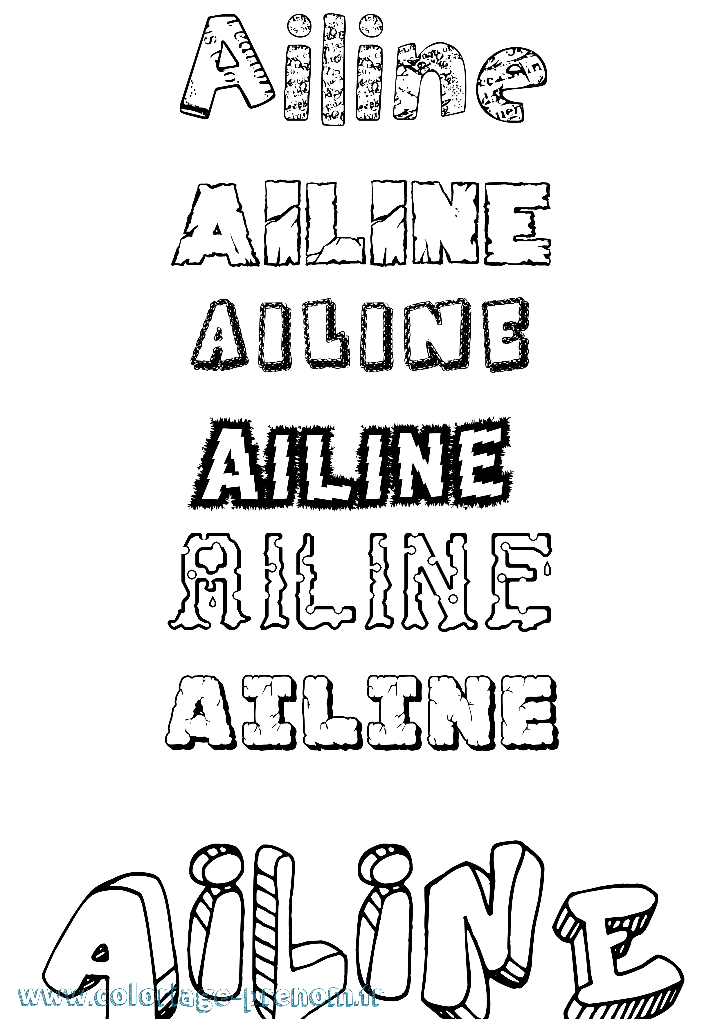 Coloriage prénom Ailine Destructuré