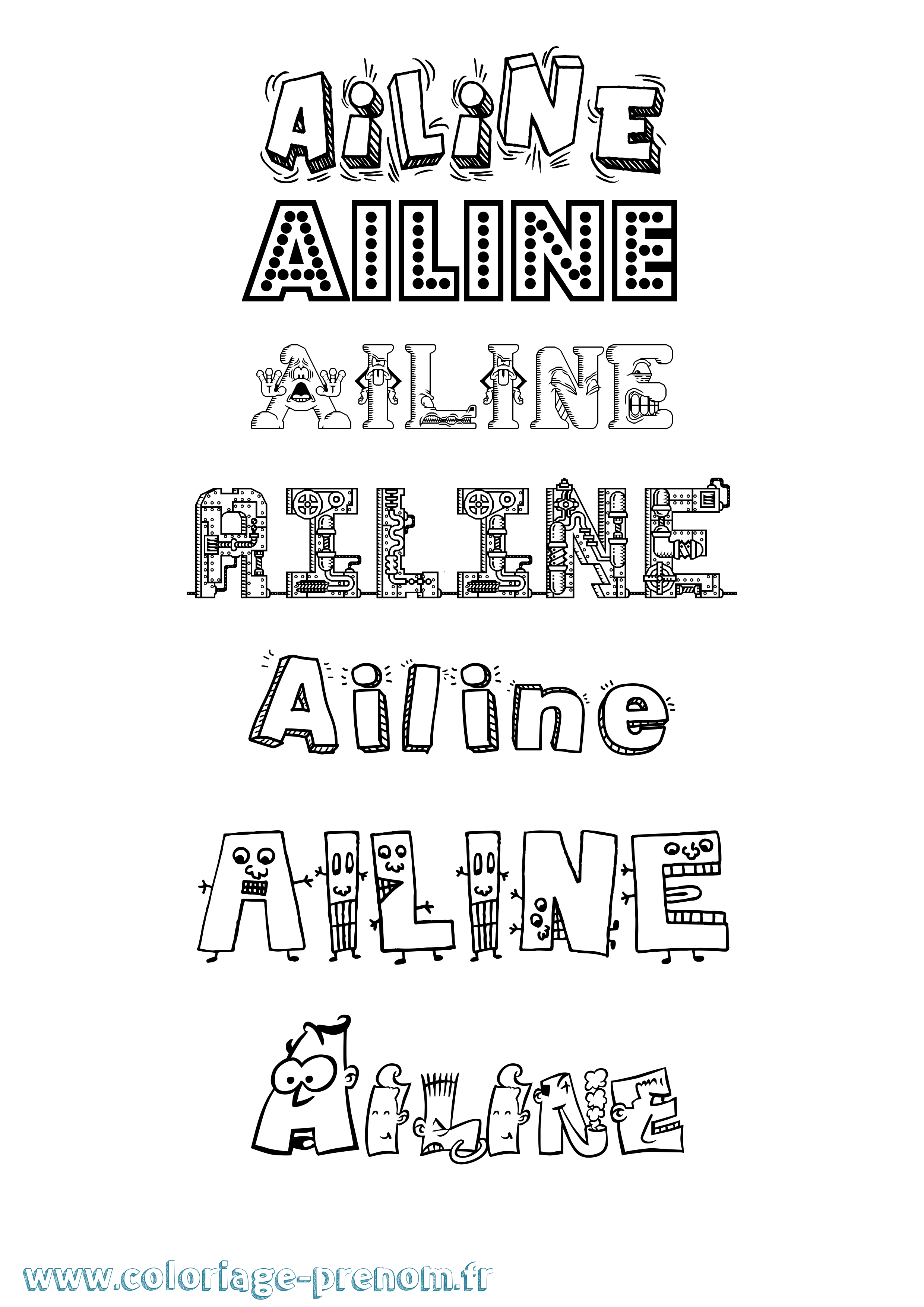 Coloriage prénom Ailine Fun