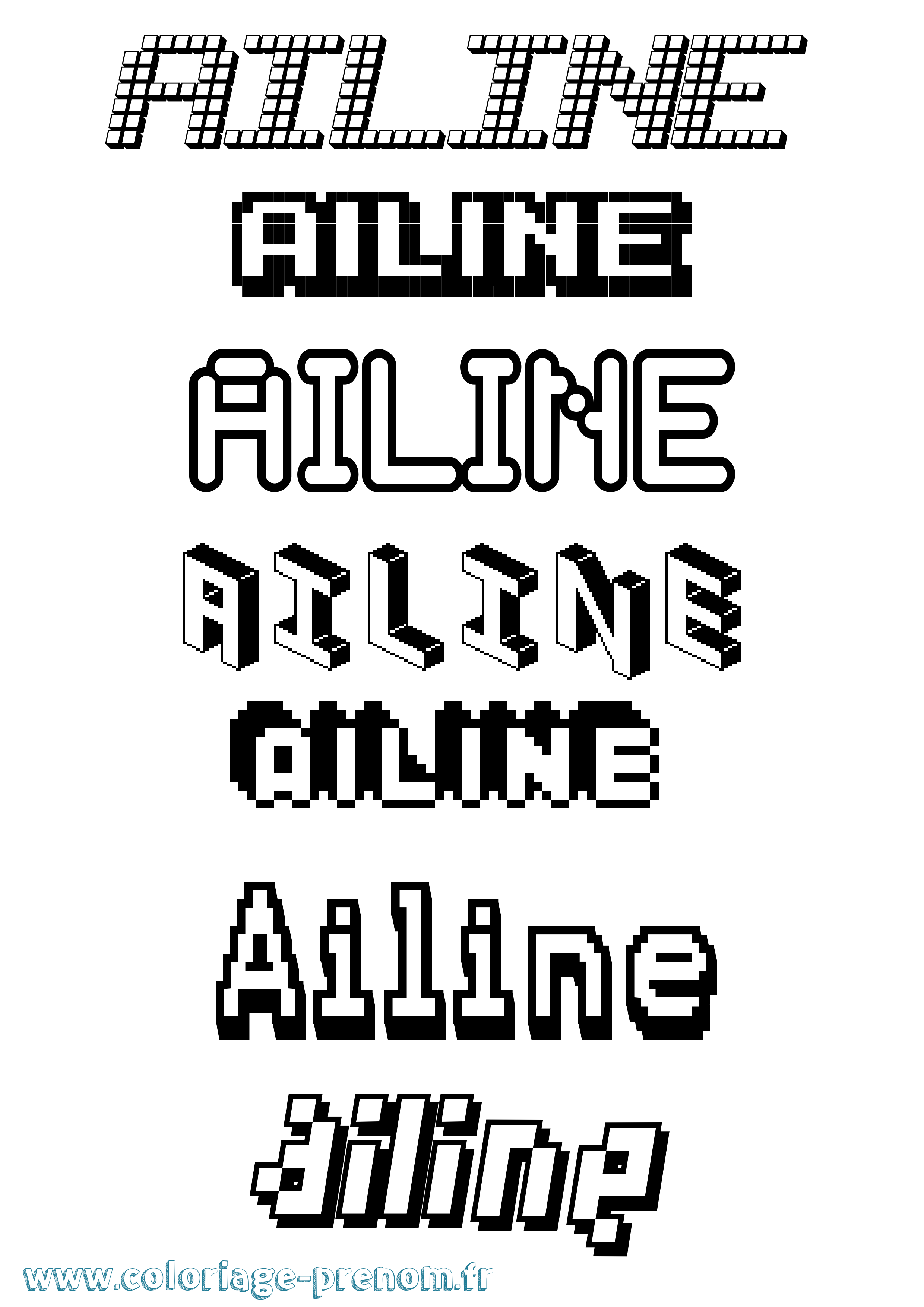 Coloriage prénom Ailine Pixel