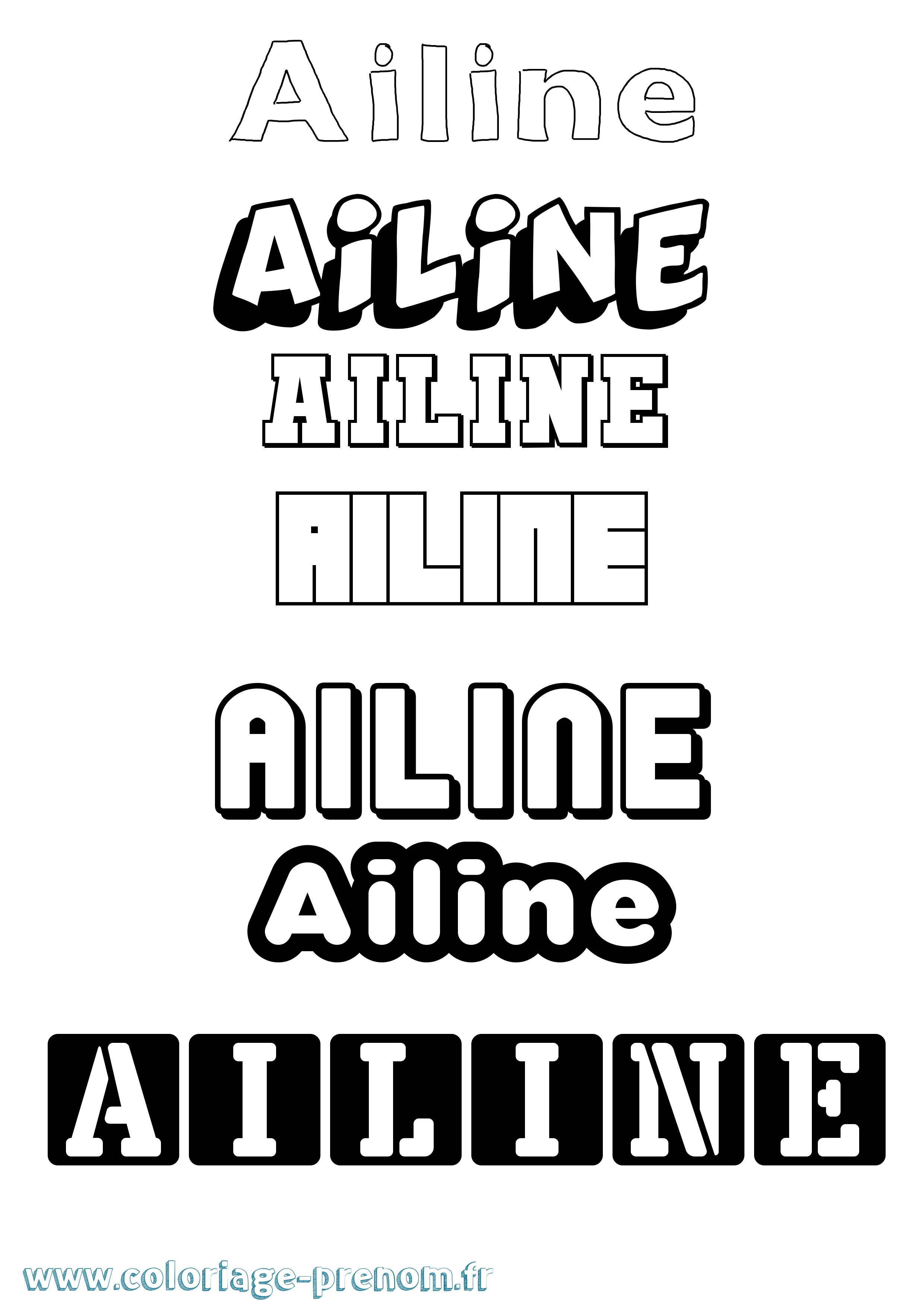 Coloriage prénom Ailine Simple