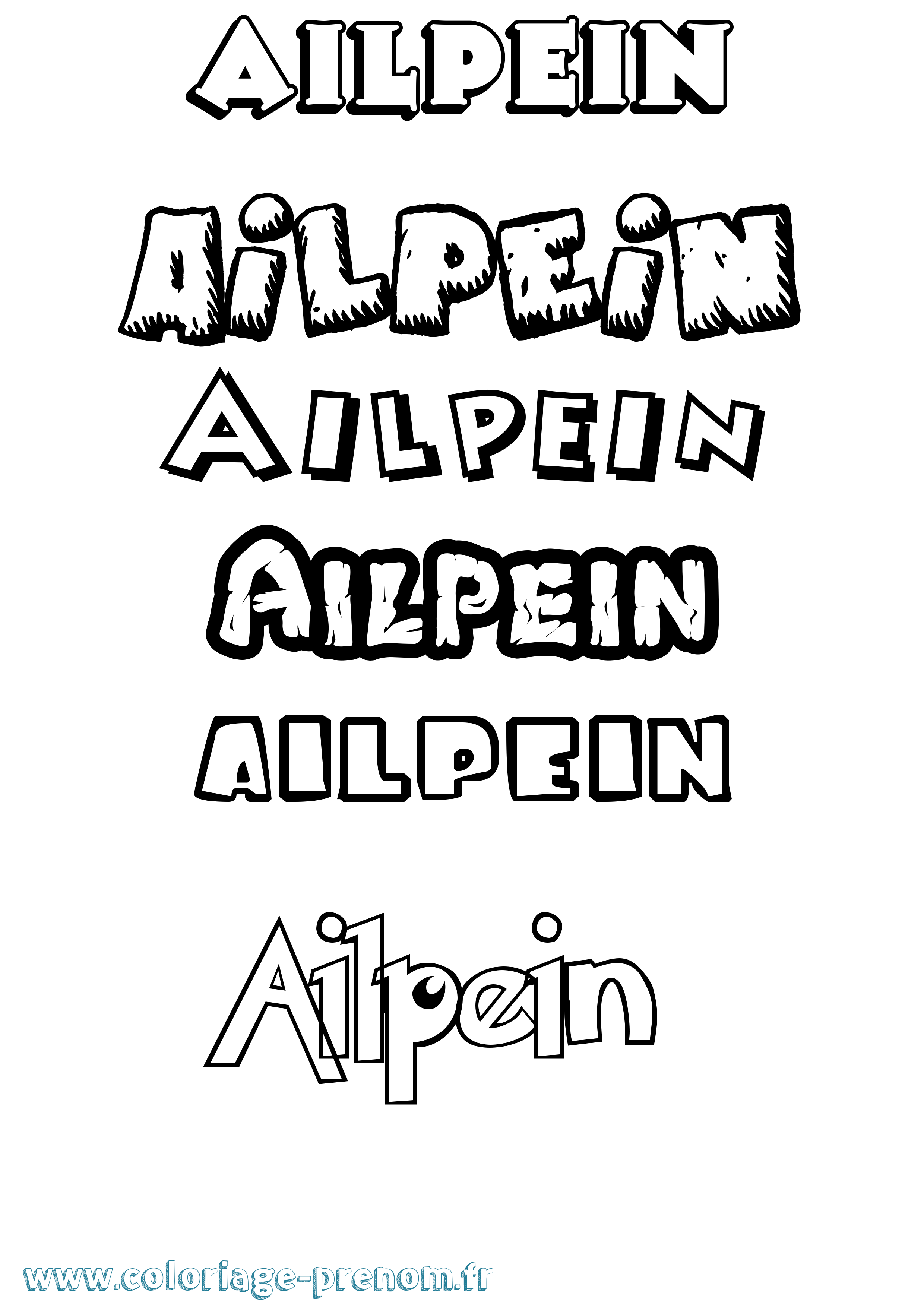 Coloriage prénom Ailpein Dessin Animé
