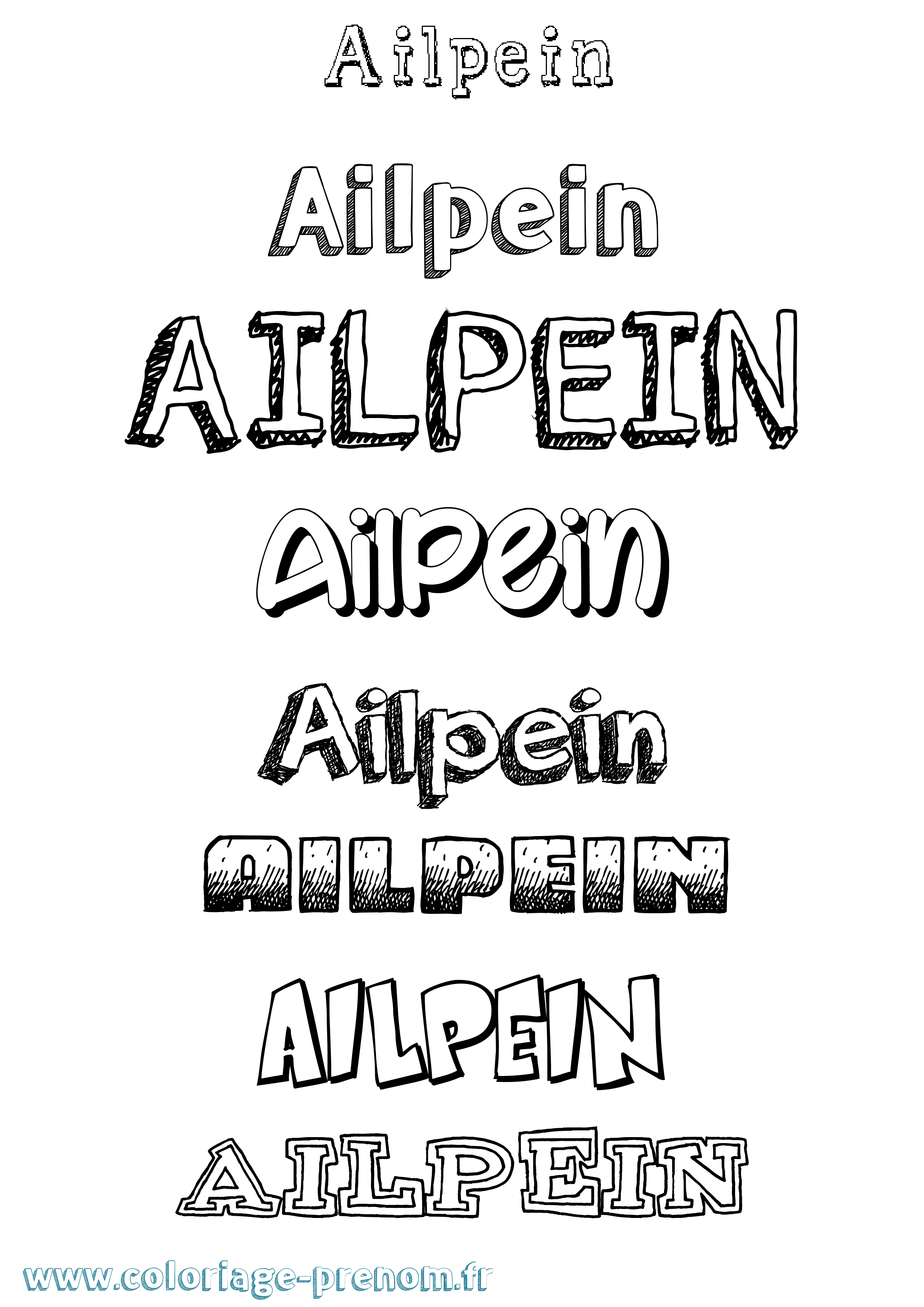 Coloriage prénom Ailpein Dessiné