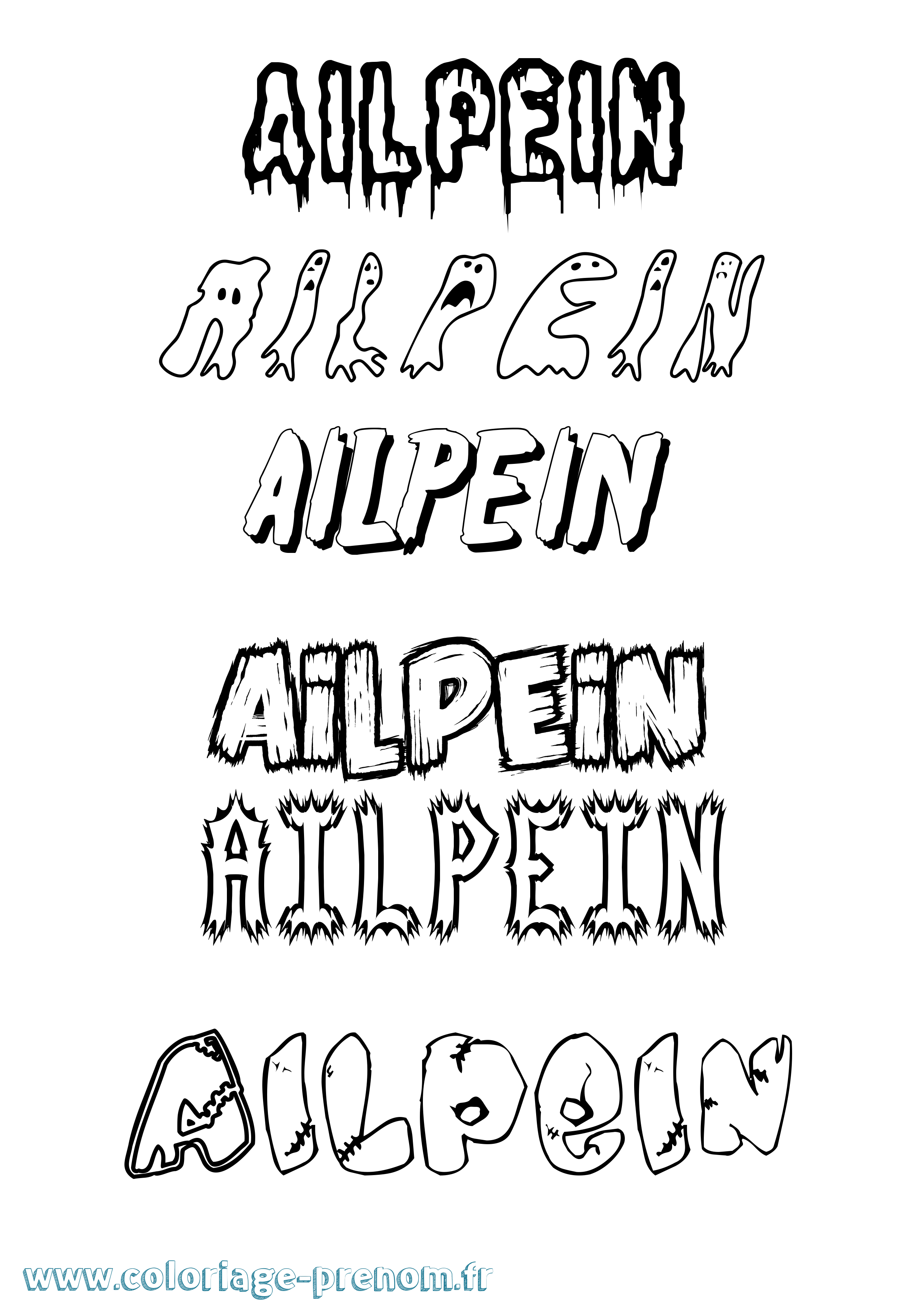 Coloriage prénom Ailpein Frisson